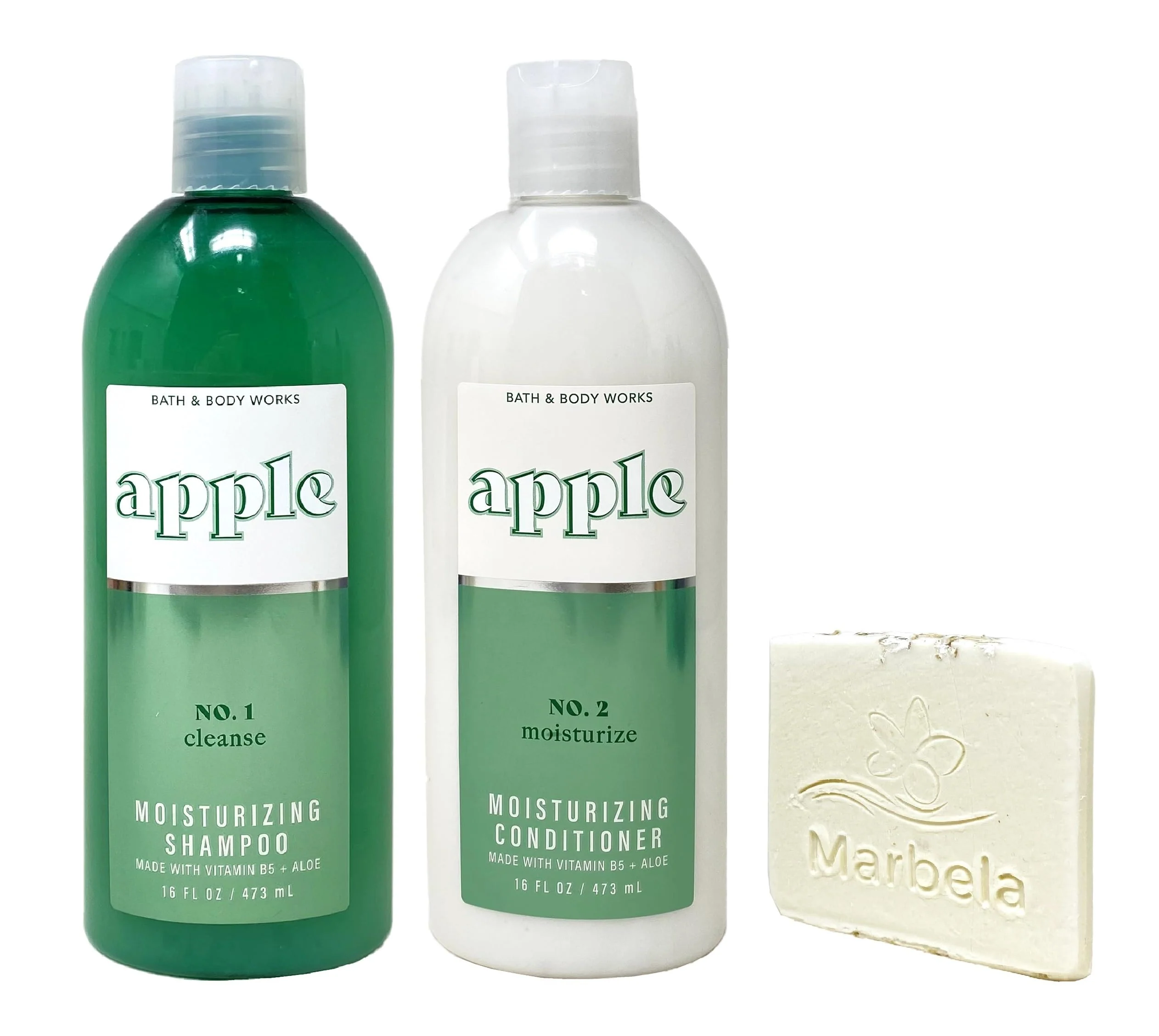 Expertly Made Bath Body Works Apple Shampoo and Conditioner Gift Set with a Natural Oats Sample Soap Soft