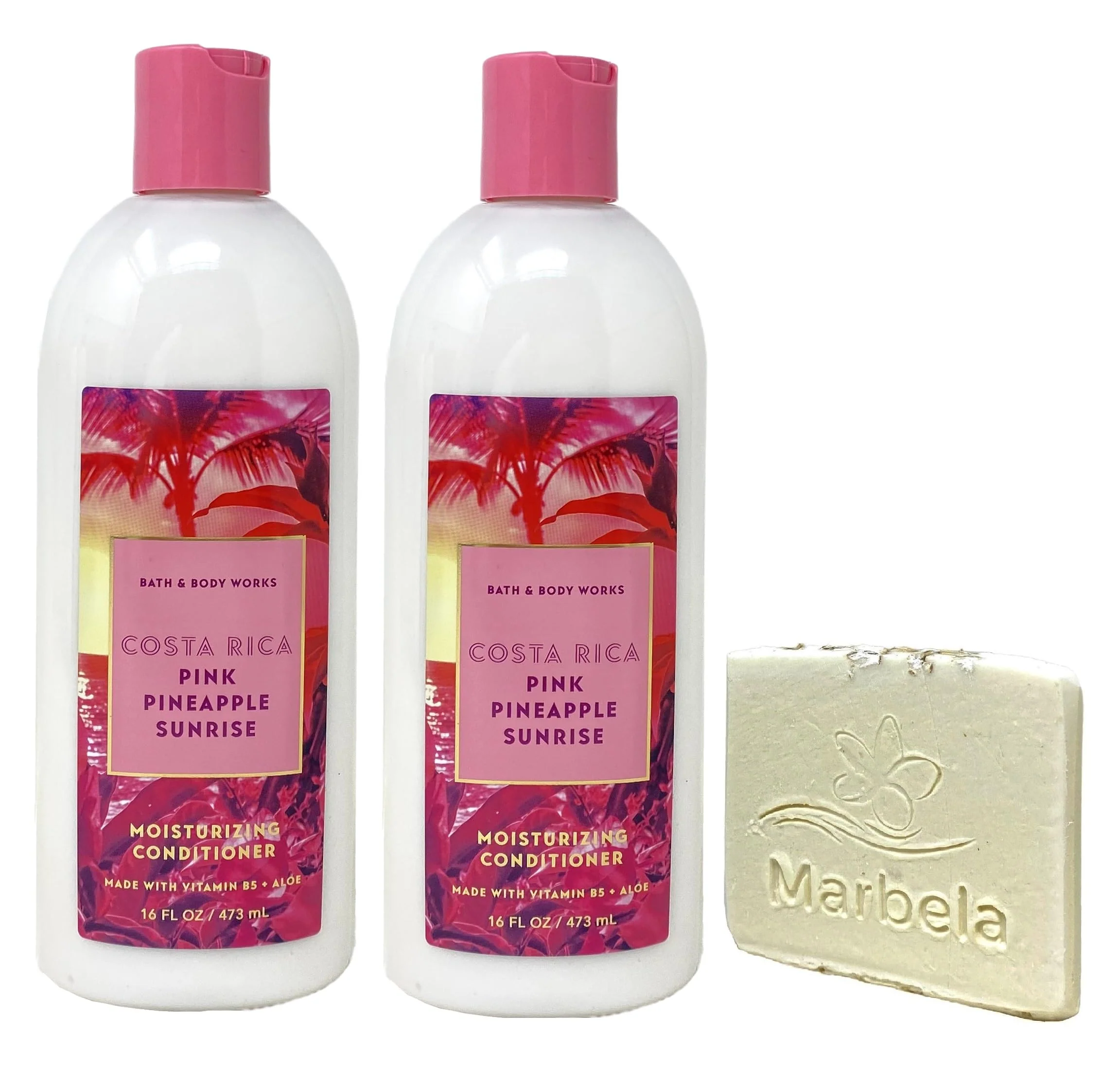 Proven Bath Body Works Costa Rica Pink Pineapple Sunrise 2 Pack Moisturizing Conditioner Bundle with a Natural Oats Sample Soap Prestigious