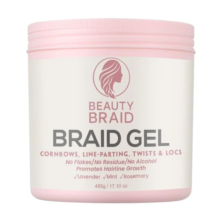 Premium Beauty Braid Studio Braiding Gel Strong Hold for Knotless Braids Edges Twists - No Flakes No Residue Professional Styling Gel - 17.1 oz Reusable