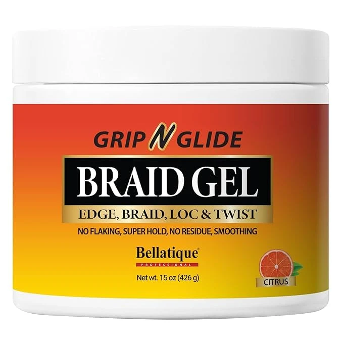 Fashionable BELLATIQUE GRIP N GLIDE Braiding Gel Maximum Hold for LOC Twist - No Flaking No Whitening Fast Drying High Shine Cool Refreshing Long Lasting Green