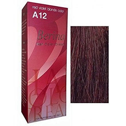 Functional Berina A12 Hair Color Cream Dye Red Violet Blonde Pack of 1 Super Permanent Fashion Unisex Containing an Innovative Component which Protects Modern