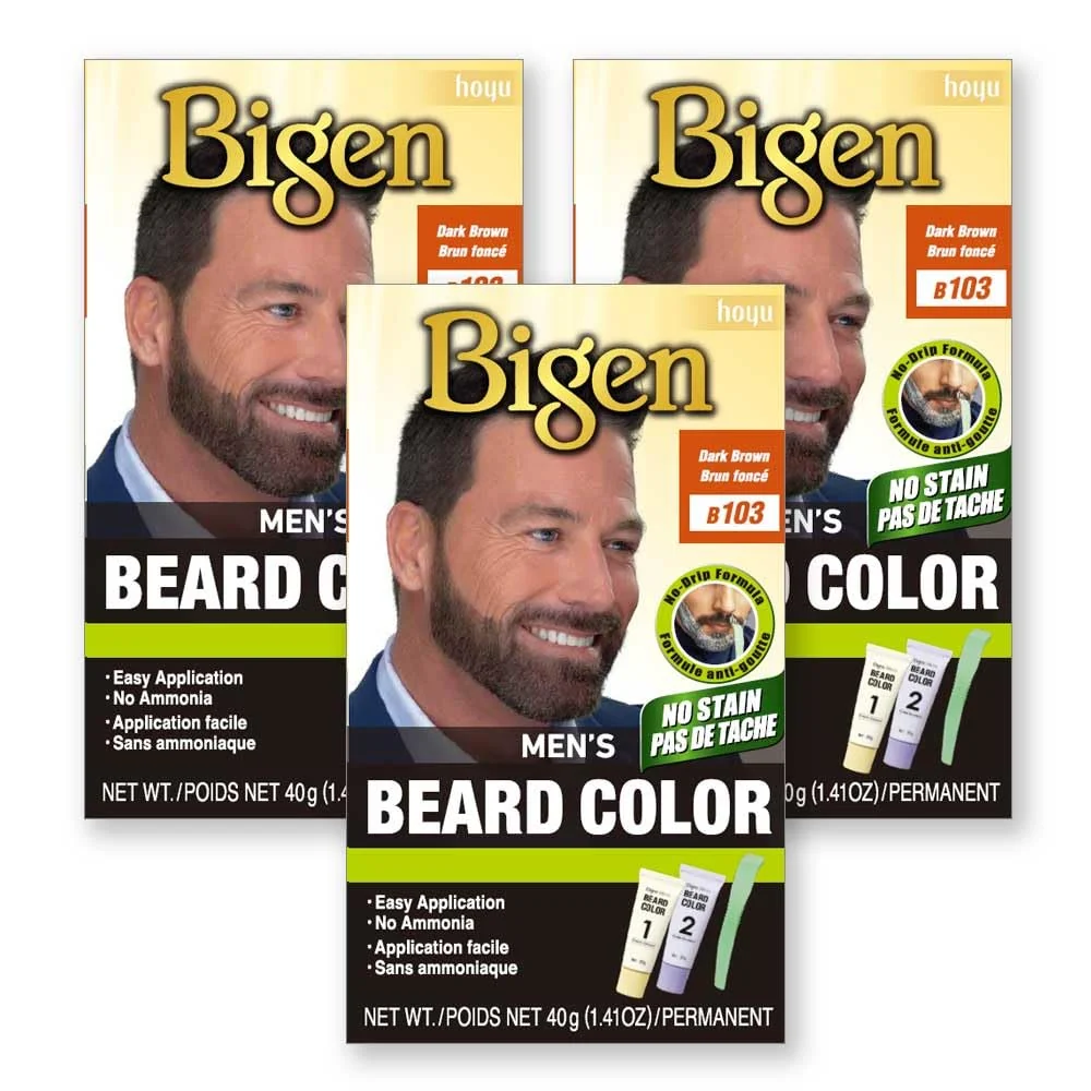 Long-Lasting Bigen Men s Beard Color 103 Dark Brown - 3 Pack Modern