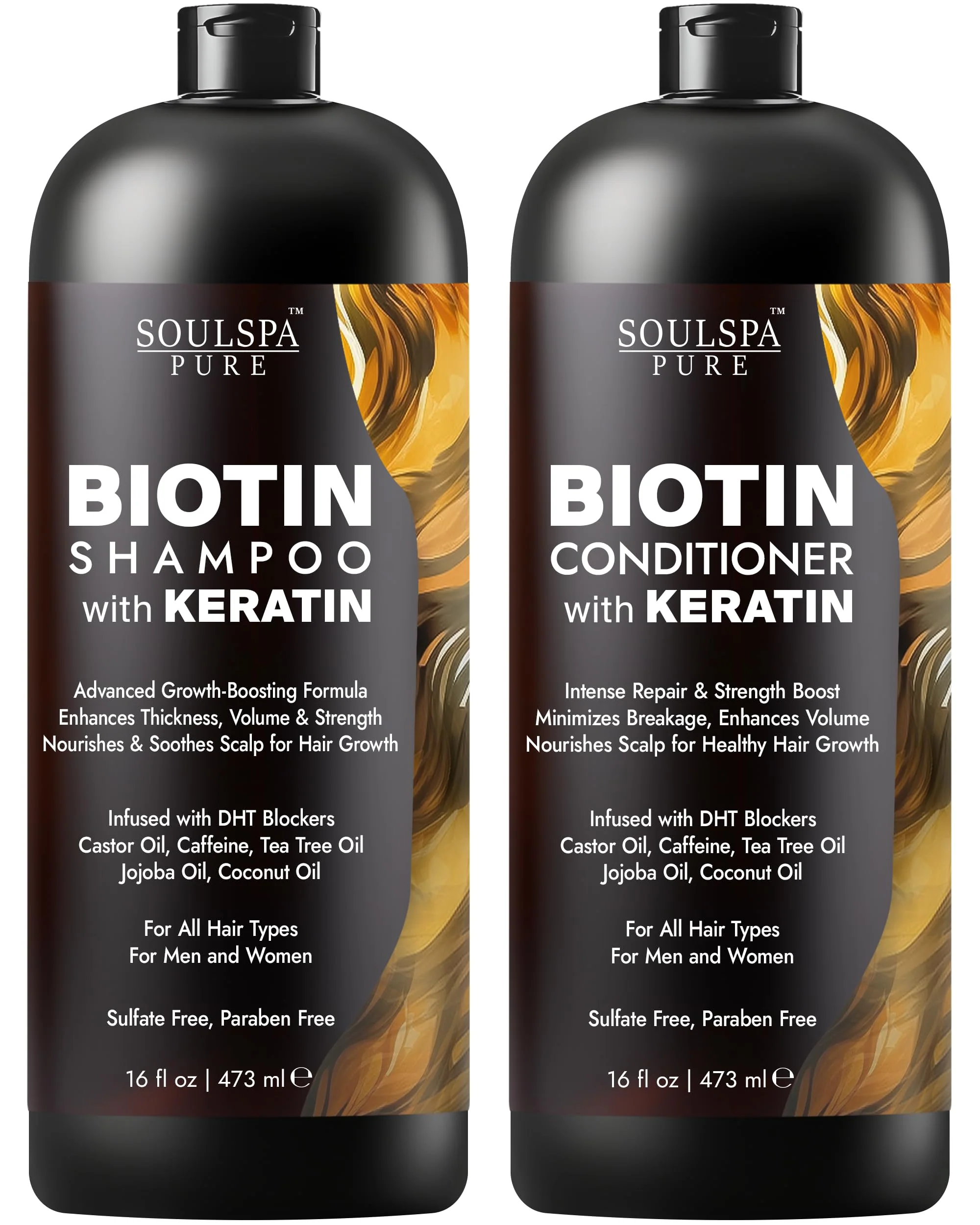 Enhanced Biotin Shampoo and Conditioner Set with Keratin - Sulfate- Advanced Anti-Thinning Hair Growth Shampoo and Conditioner Combo Repair Formula Specialty