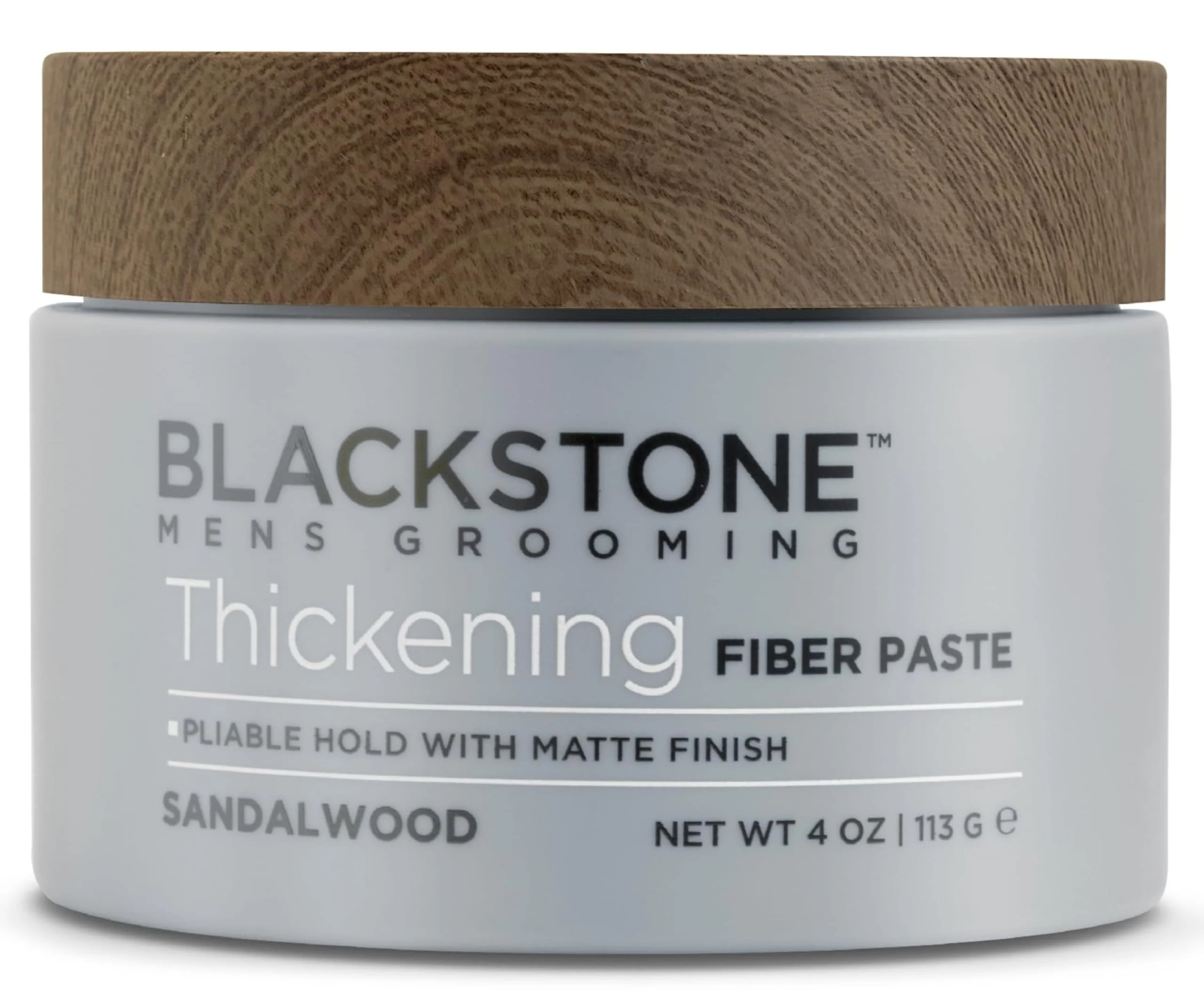 Original Blackstone Men's Grooming Thickening Fiber Paste Gel for Hair Styling - Adds Volume with Pliable Hold Matte Finish Paraben Sandalwood 4 oz Trusted