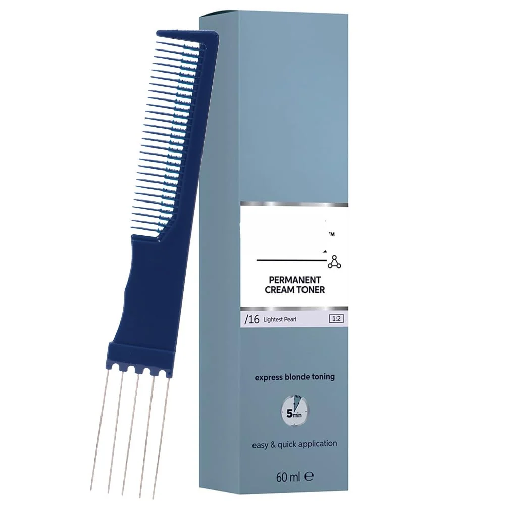 Environmentally Friendly BlondorPlex Lightest Pearl 16 Cream Toner 2 Ounce with Dual Comb Advanced
