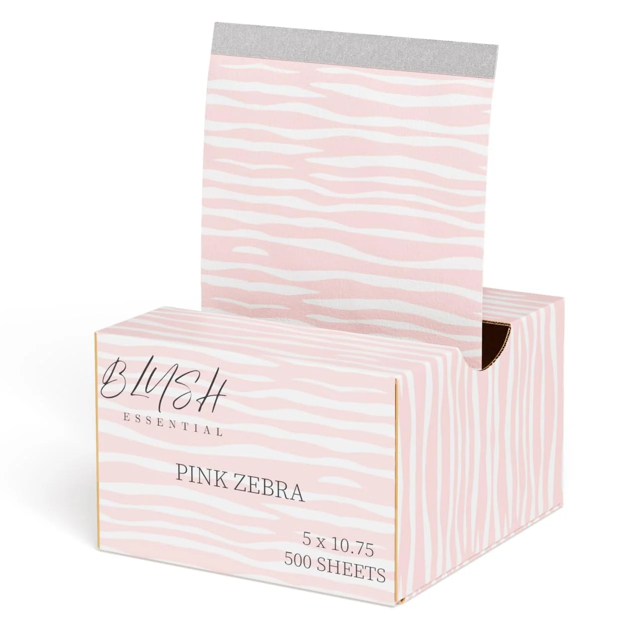 Premium Blush Essential Pink Zebra Hair Salon Aluminum Foils - 500 Sheets 5in x 10.75in - Tin Foil for Highlighting Balayage and Hair Color Cute Hair Fashionable
