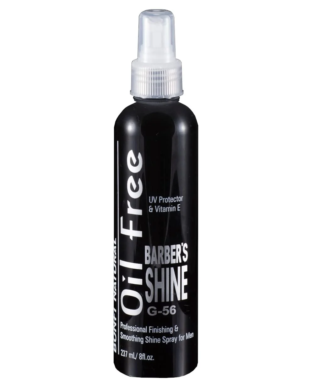 High-End Bonfi Natural Oil Barber's Shine Spray for Men w UV Protector VItamin E 8 oz Trendy