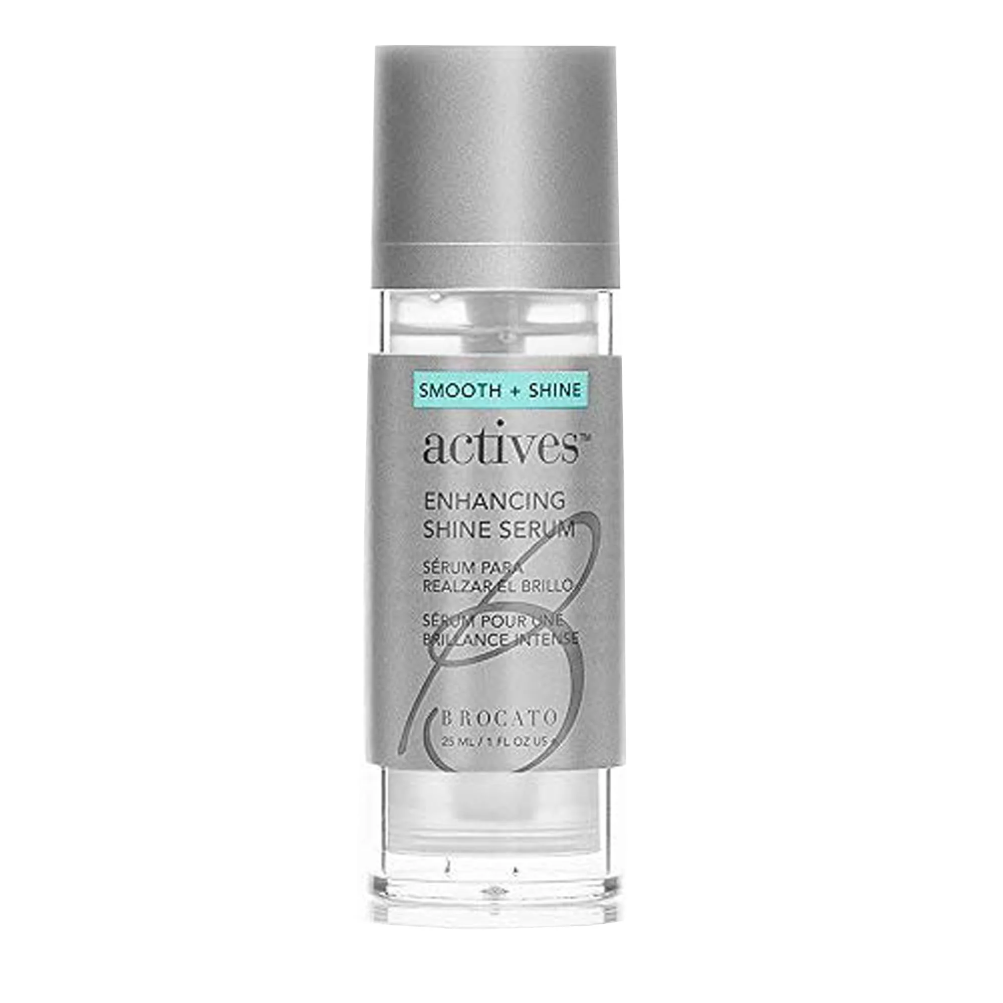 Genuine Brocato Actives Enhancing Shine Serum Anti Frizz Smoothing Treatment for Damaged Hair - Leave In Product with Natural Oil to Repair Control Dry Practical