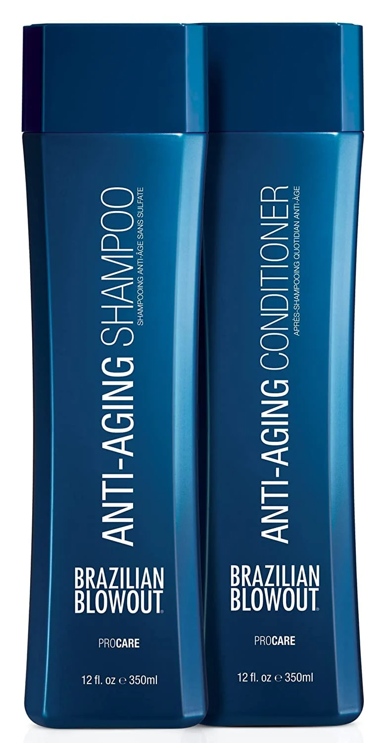 Relaxed Brazilian Blowout Anti-Aging Shampoo Conditioner for Dry Frizzy Hair- Cleanses Restores Density For Younger-Looking Hair Sulfate- Exclusive