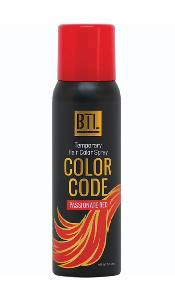 First-Class BTL Color Code Temporary Hair Color Spray-On Vibrant Easy to Wash Fast Drying 3oz 80g Passionate Red 3oz 80g Safe