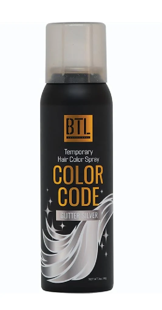 Selected BTL Color Code Temporary Hair Color Spray-On Vibrant Easy to Wash Fast Drying 3oz 80g Glitter Silver 3oz 80g Clean