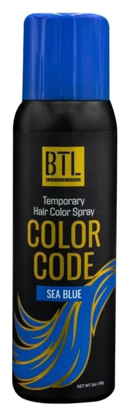 BTL Professional BTL Color Code Temporary Hair Color Spray-On Vibrant Easy to Wash Fast Drying 3oz 80g Sea Blue 3oz 80g Selected