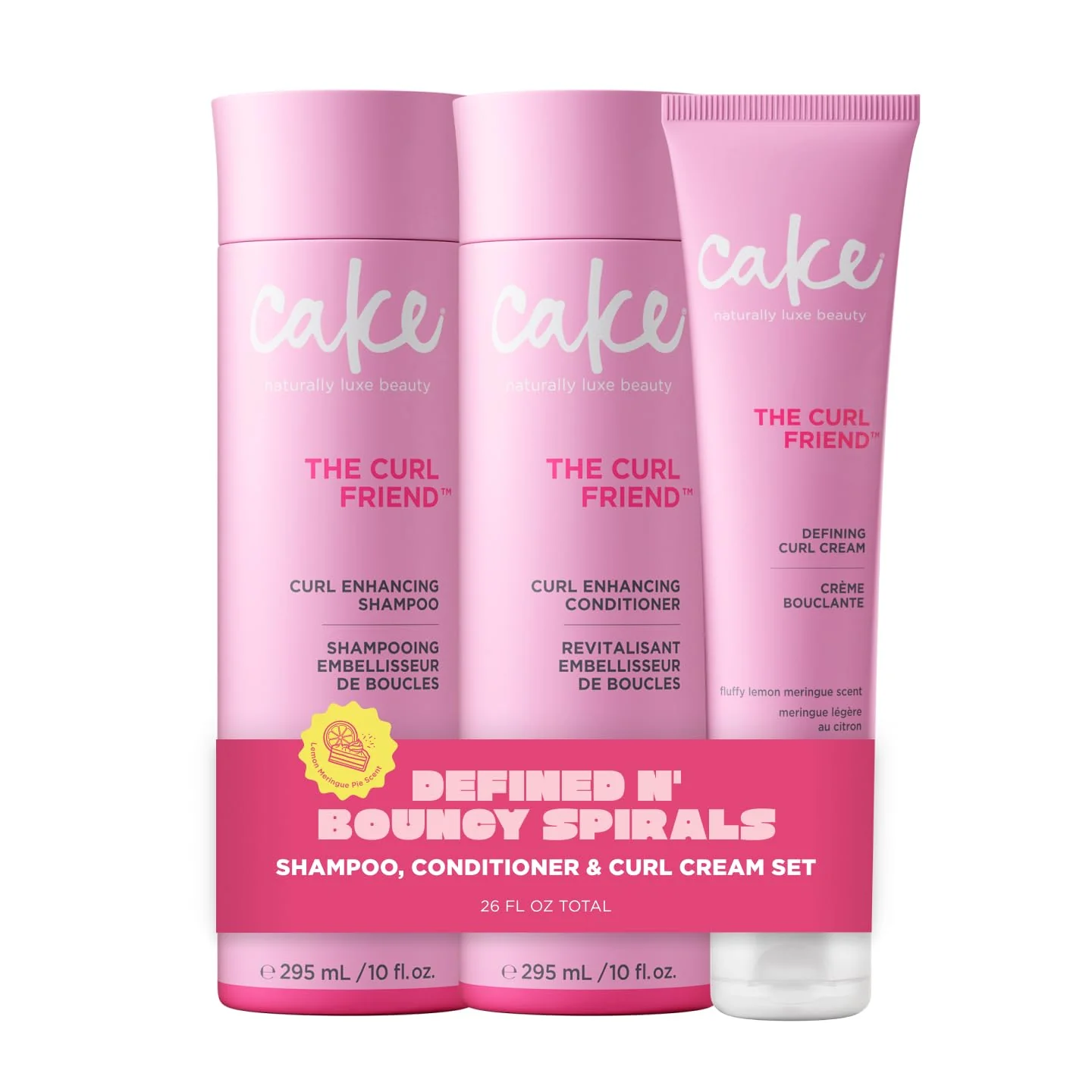 Comfortable Cake Beauty Curl Friend Curl Defining Shampoo Conditioner Cream Set - Avocado Argan Oil Curly Hair Products - Anti-Frizz Cruelty Vegan Top-Quality