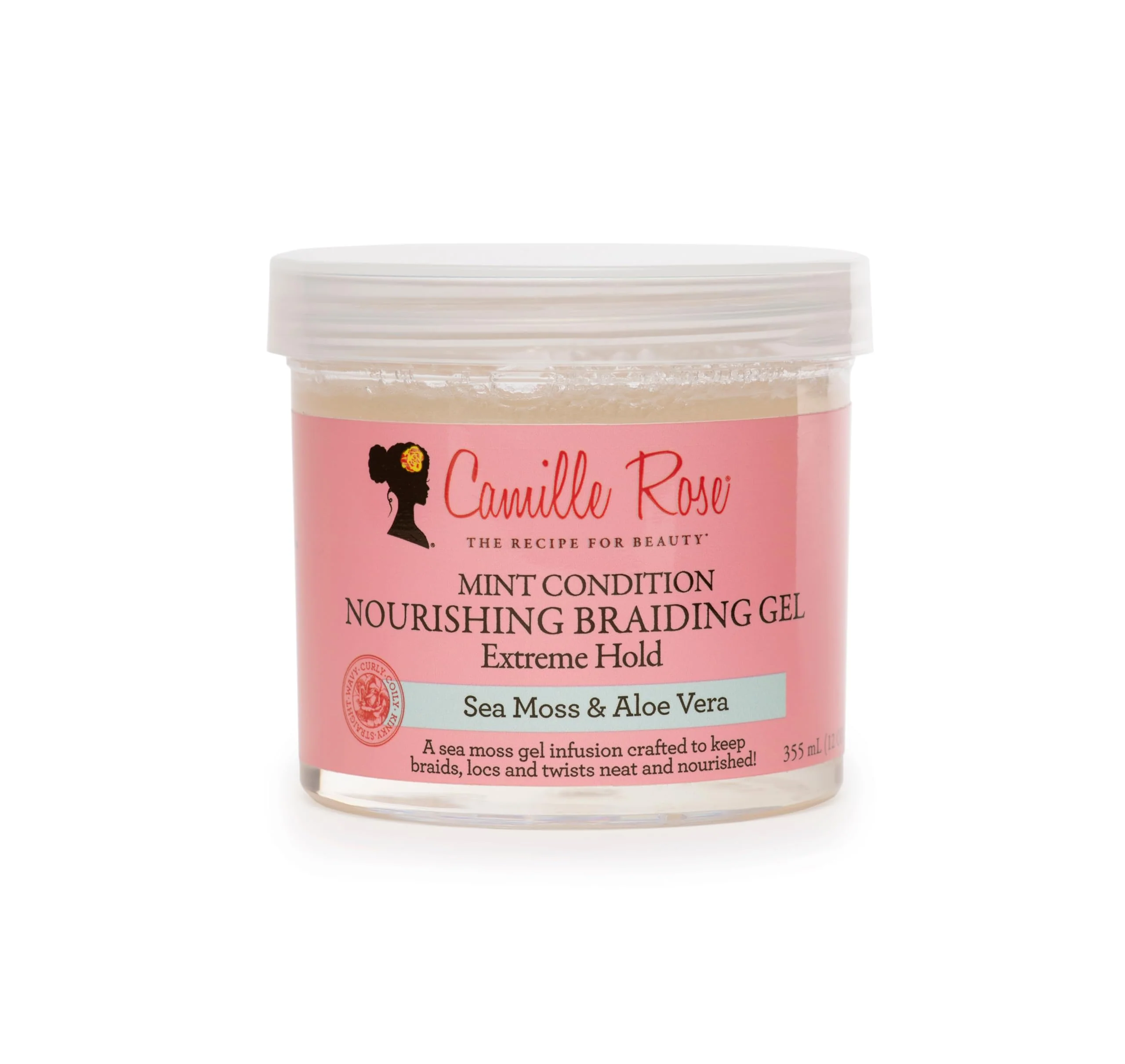 Safe Camille Rose Braiding Gel Mint Condition - Sea Moss Aloe Vera Braid Gel for Dry Itchy Scalp Flake Frizz Control 12 Oz Versatile