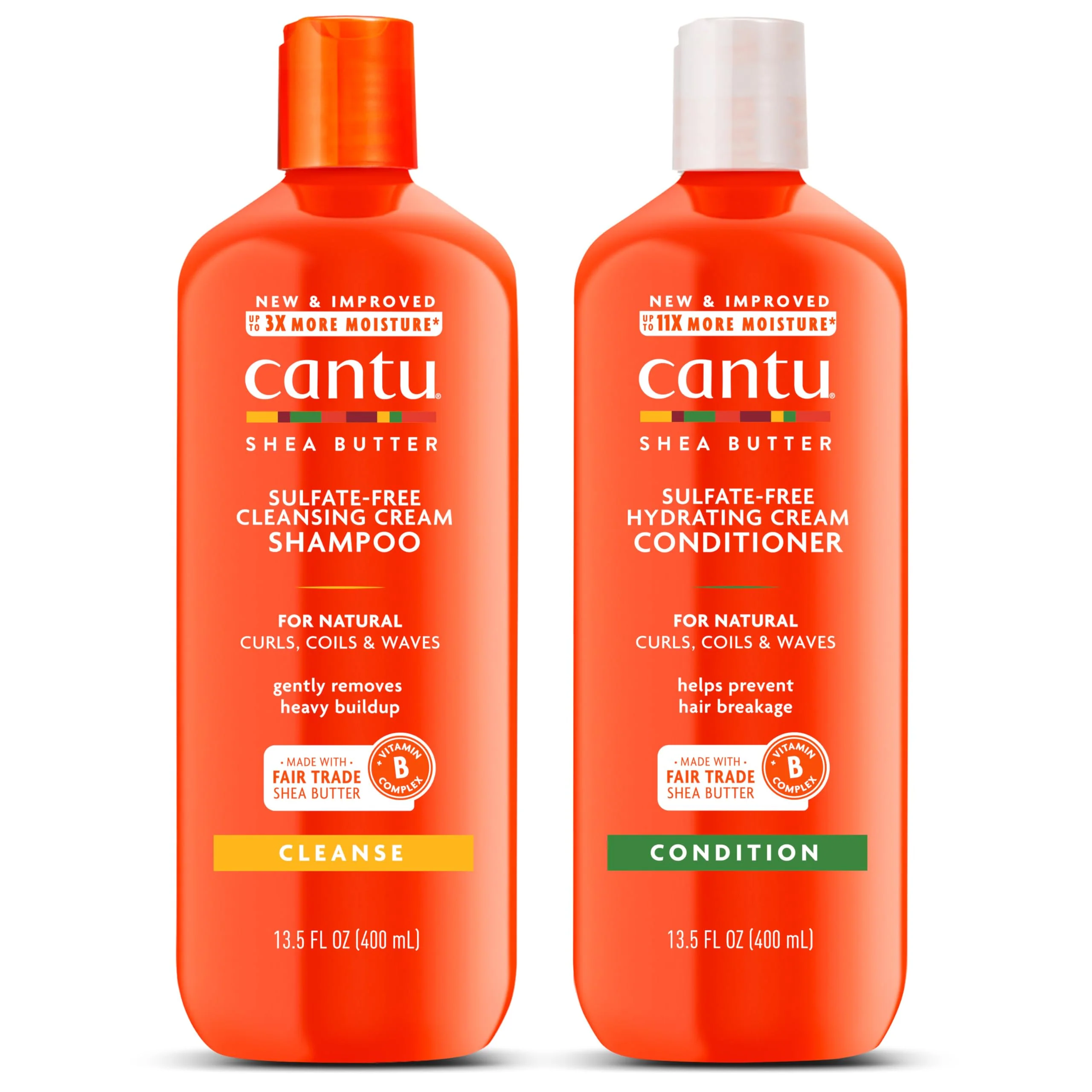 Fast Cantu Shampoo Conditioner with Shea Butter for Natural Hair 13.5 fl oz Pack of 2 Premium