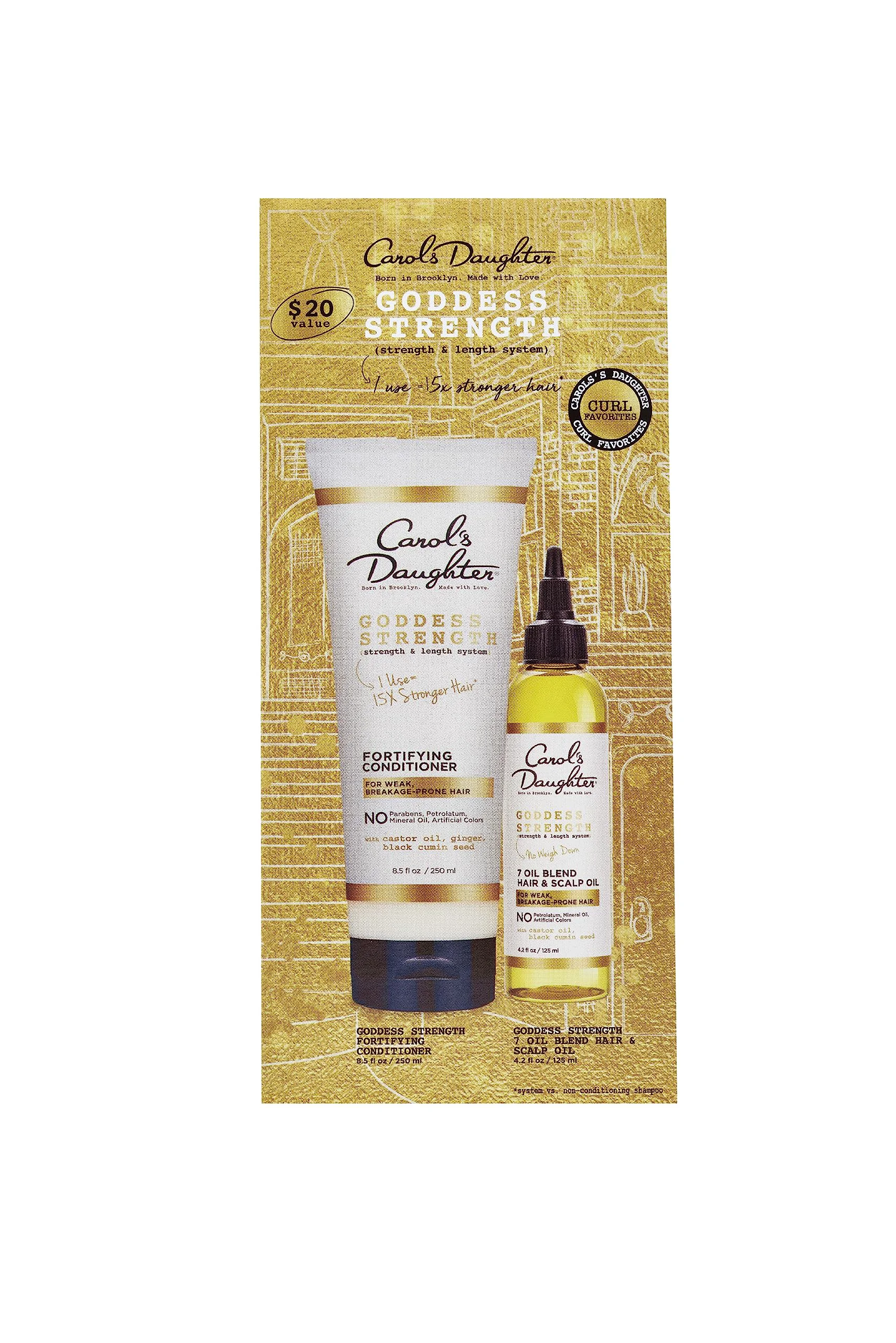 Smart Carol's Daughter Goddess Strength Hair Care Set Includes Sulfate Conditioner and Scalp Oil Curly Hair Products to Repair and Moisturize 1 Kit Optimized