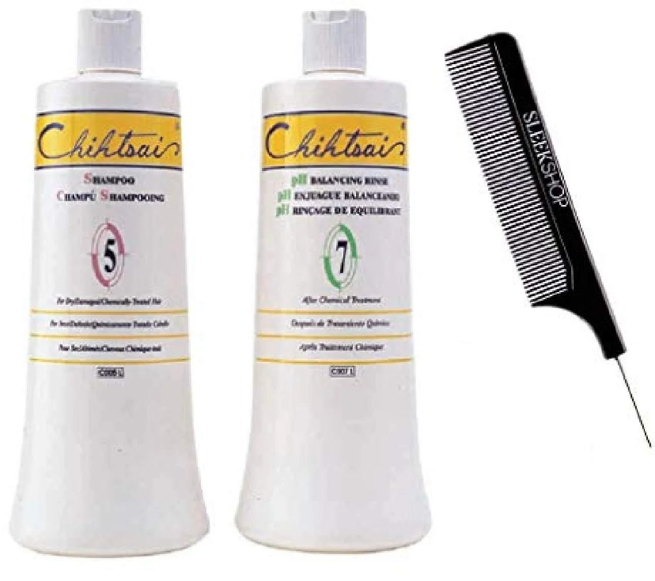 Advanced Chihtsai No. 5 SHAMPOO No. 7 pH BALANCING RINSE Conditioner DUO SET For Dry Damaged Chemically-Treated Hair w Sleek Comb Number 5 7 34 oz Refined