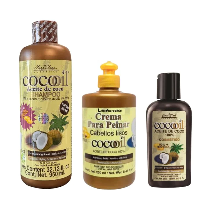 User-Friendly Coconut Oil Hair Care Bundle - Shampoo 32.12 fl oz Hair styling Cream 8.45 fl oz and Pure Coconut Oil with Biotin 2.8 fl oz - Revitalize Nourish Powerful