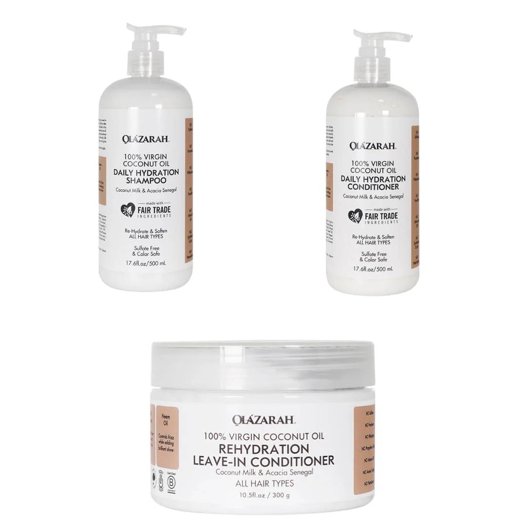 World-Class Coconut Daily Hydration Hair Care Bundle Conditioner 17 Fl. oz Shampoo 17 Fl.oz Leave-in Conditioner 10 oz Hydrating Fortify Elite
