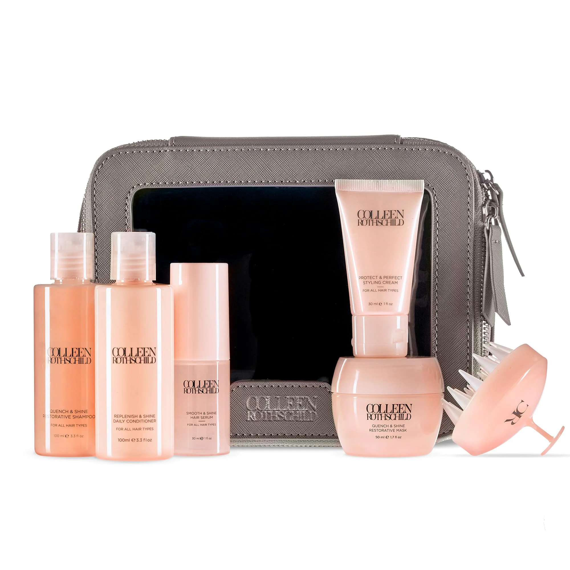 Exclusive Colleen Rothschild Quench Shine Travel Essentials Set 7-Pc Kit for Trial or Travel Complete Hair Care Routine 7 Count Original