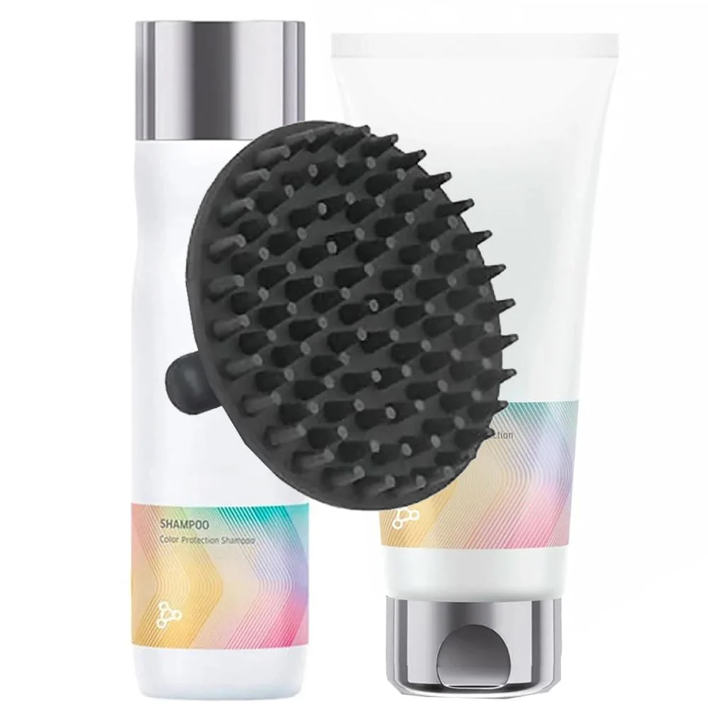 Long-Lasting Color Motion Shampoo Conditioner Set M Hair Designs Scalp Brush Bundle - Color Protection Sulfate- Hydrating Hair Care for Vibrant Solid