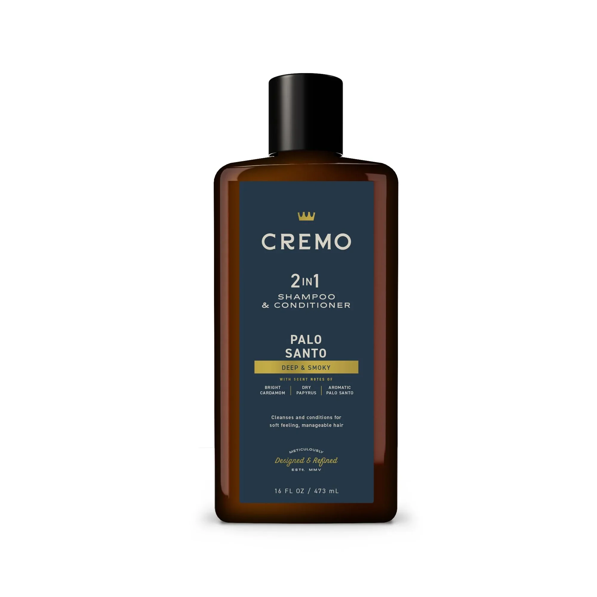 Practical Cremo Palo Santo Barber Grade 2-n-1 Shampoo Conditioner Notes of Bright Cardamom Dry Papyrus and Aromatic Palo Santo 16 Fl Oz Natural