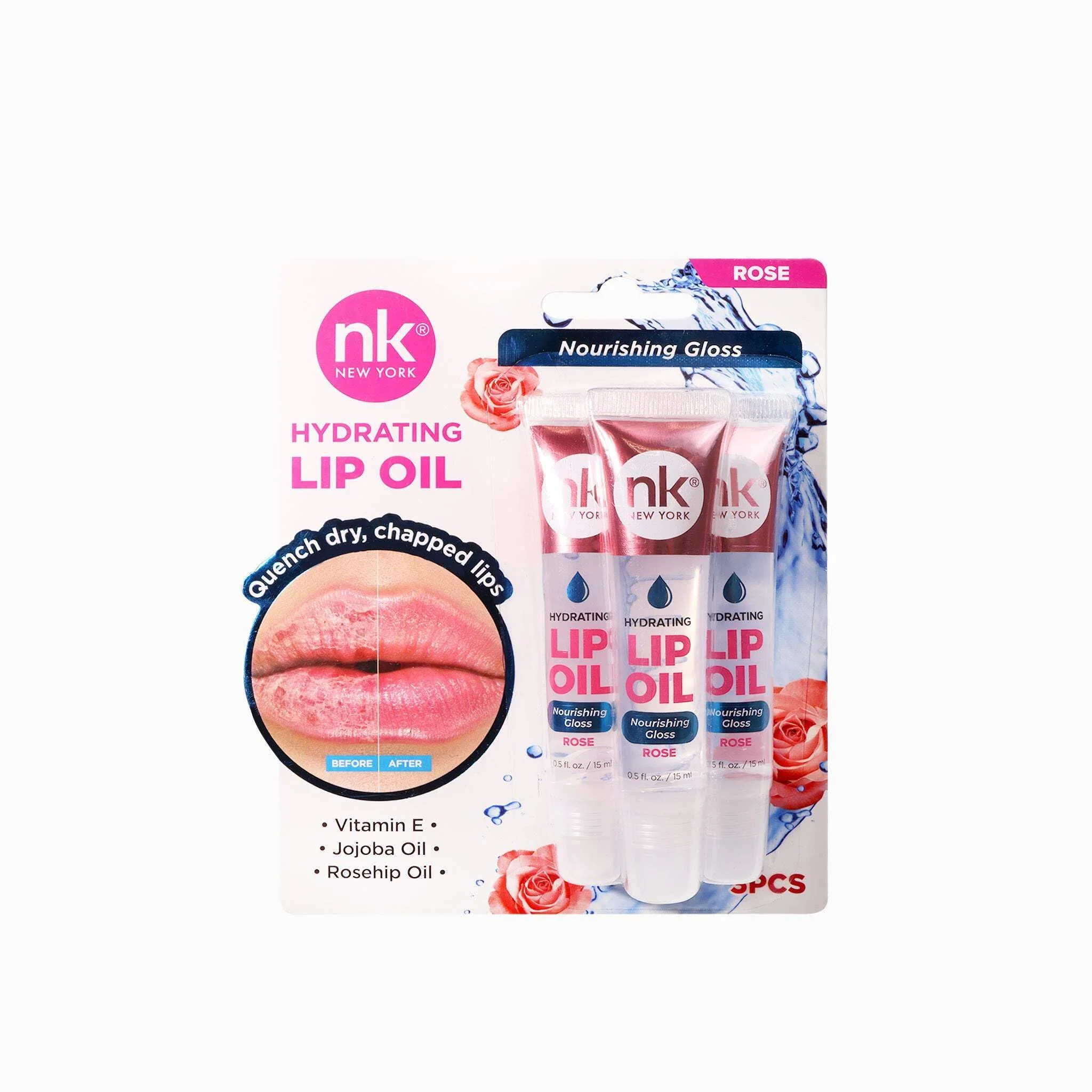 Convenient Nicka K New York Hydrating Lip Oil Nourishing Gloss Hydrate Quench Dry Lips MLTO04 Rose Efficient