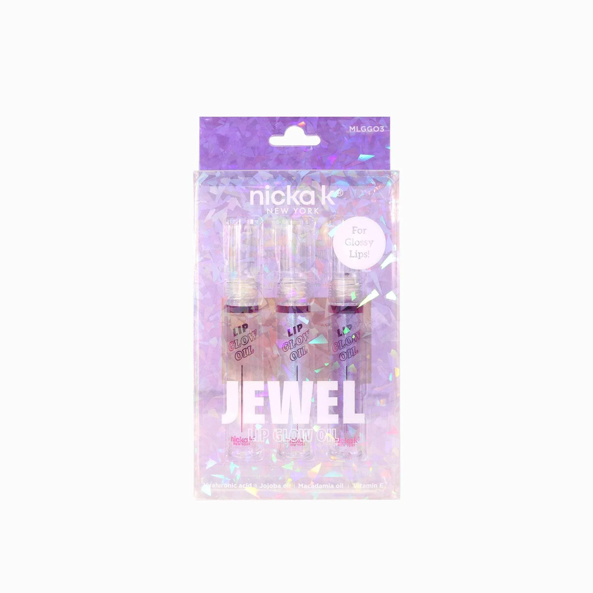 Dependable NICKA K NEW YORK Jewel Lip Glow Oil Glossy Lips Smooth Lightweight Non-Sticky MLGGO3 Sapphire Top-Quality