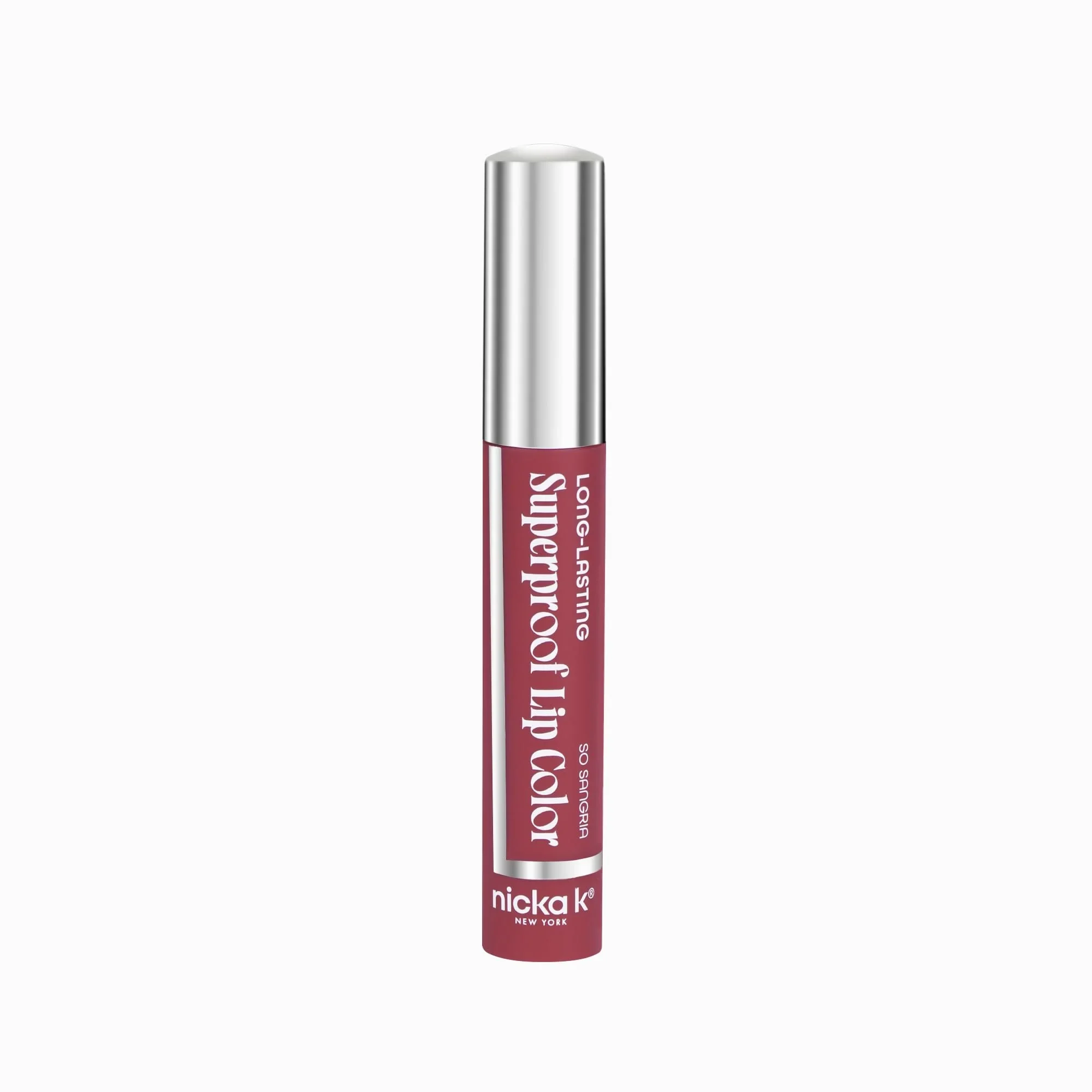 Eco-Friendly NICKA K NEW YORK Superproof Long-Lasting Lip Color High Performance Full Pigment Glossy Finish So Sangria Classic