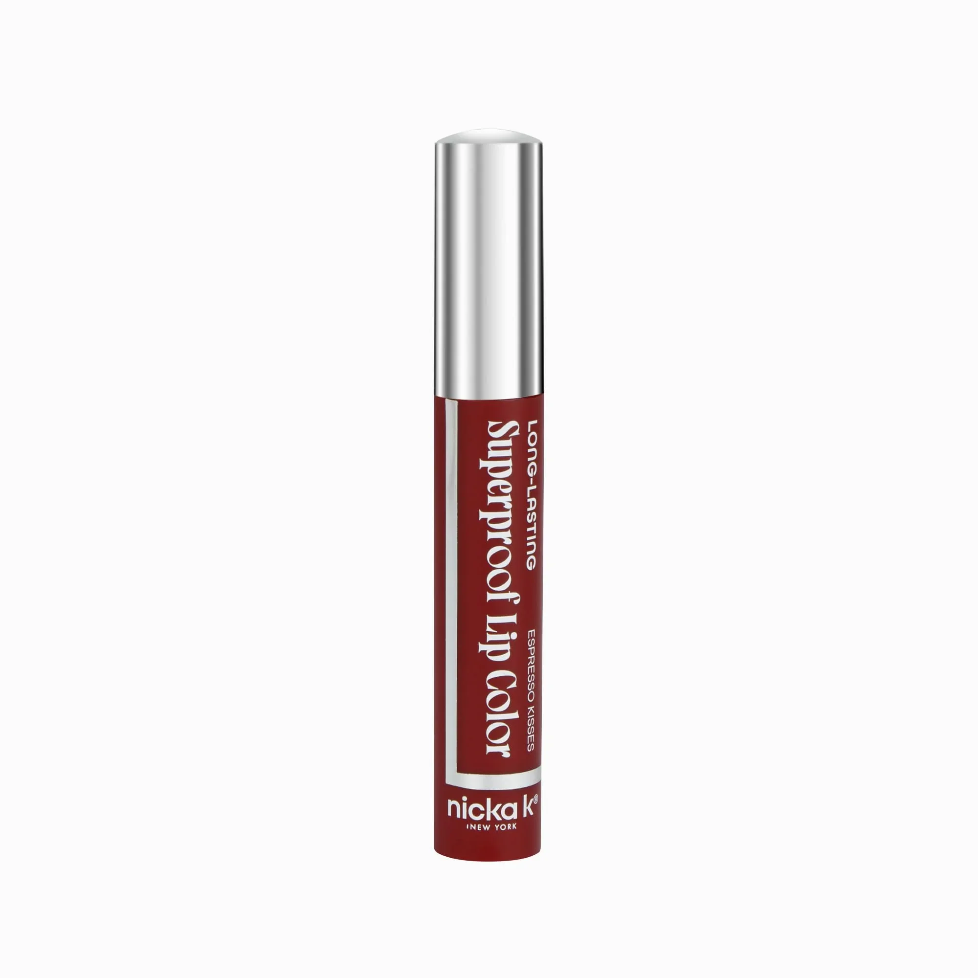 World-Class NICKA K NEW YORK Superproof Long-Lasting Lip Color High Performance Full Pigment Glossy Finish Espresso Kisses First-Class
