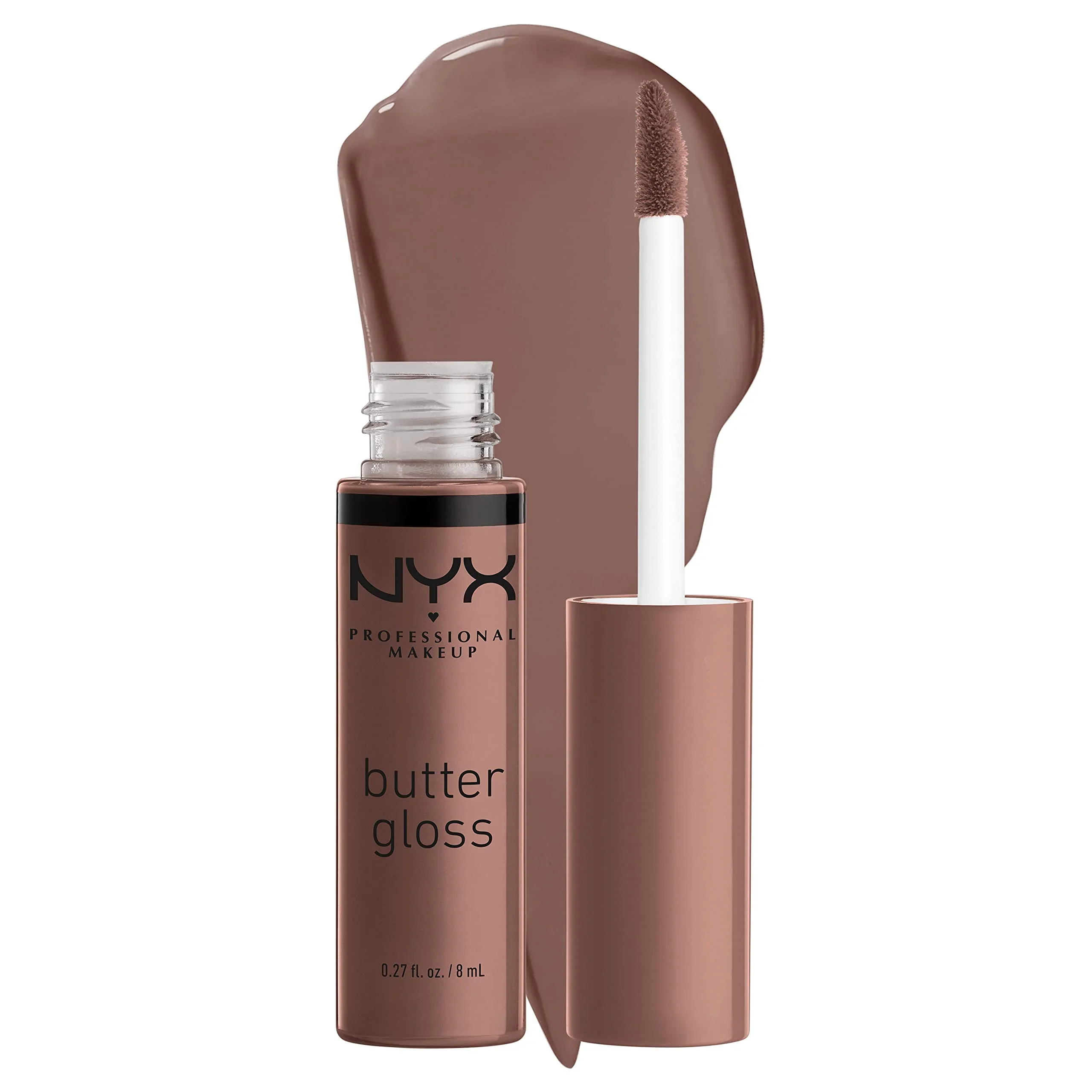 Soft NYX PROFESSIONAL MAKEUP Butter Gloss Brown Sugar Non-Sticky Lip Gloss - Cinnamon Roll Grey Brown Recyclable