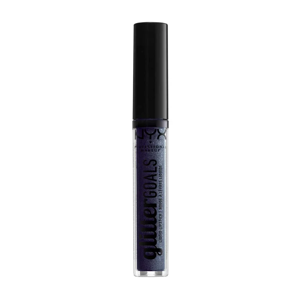 Minimalist NYX PROFESSIONAL MAKEUP Glitter Goals Liquid Lipstick - Oil Spill Black With Blue And Purple Glitter Optimized