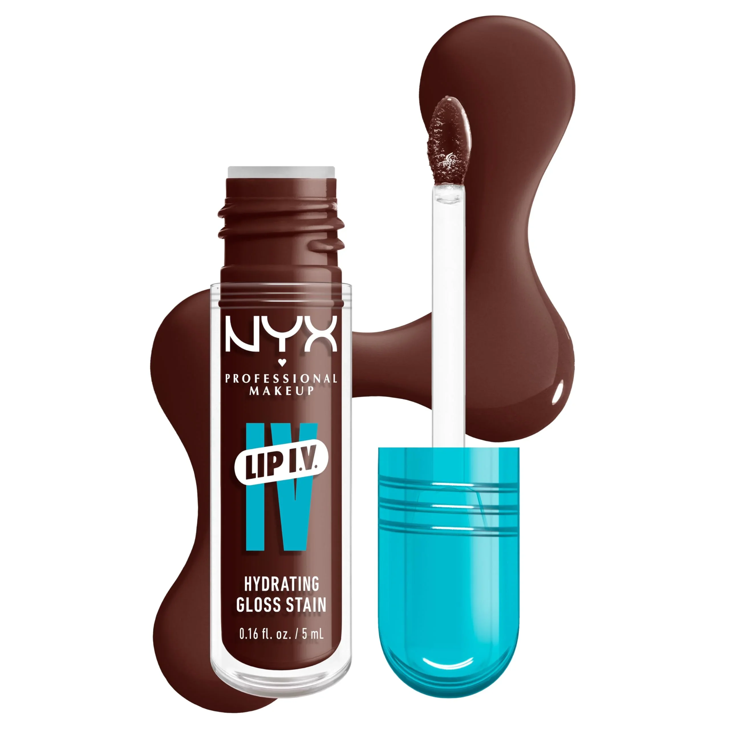 Fast NYX PROFESSIONAL MAKEUP Lip IV Hydrating Glossy Lip Stain Long-Lasting Tinted Vegan Formula with 12 HR Hydration - Mocha Me Wet Brown Powerful
