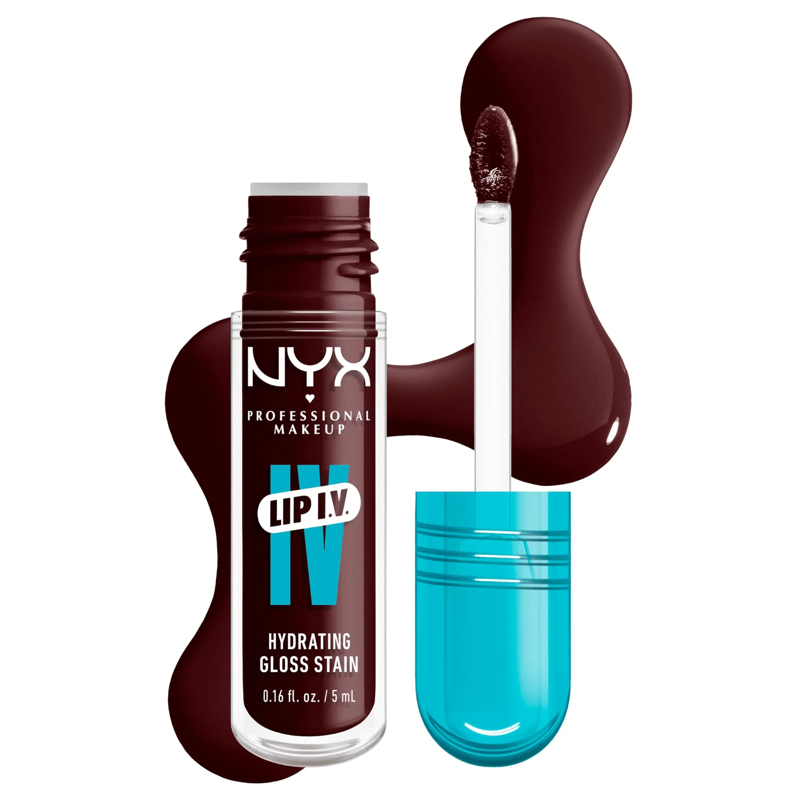 Certified NYX PROFESSIONAL MAKEUP Lip IV Hydrating Glossy Lip Stain with 12HR Hydration - Water Bout Wine Red Prestigious