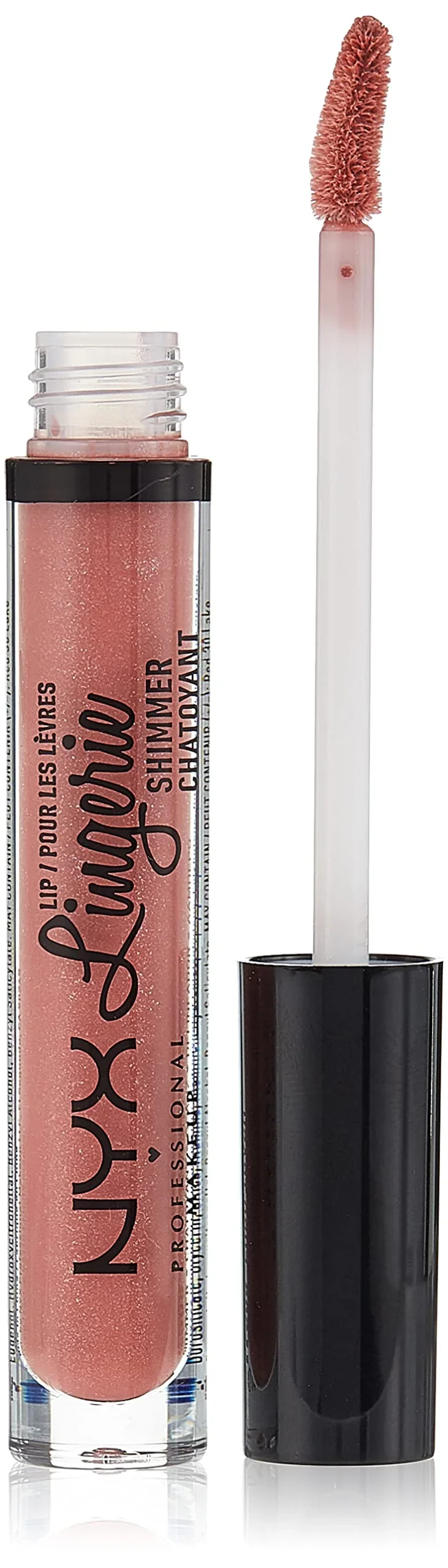 Solid NYX PROFESSIONAL MAKEUP Lip Lingerie Shimmer Lip Gloss - Euro Trash Dark Pink-Brown Original Design