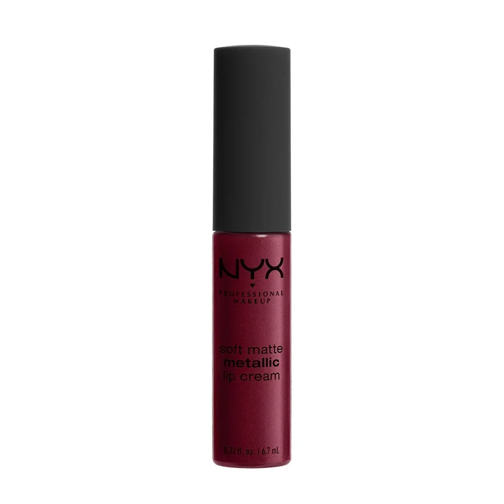Powerful NYX PROFESSIONAL MAKEUP Soft Matte Metallic Lip Cream Liquid Lipstick - Madrid Cranberry Red Professional