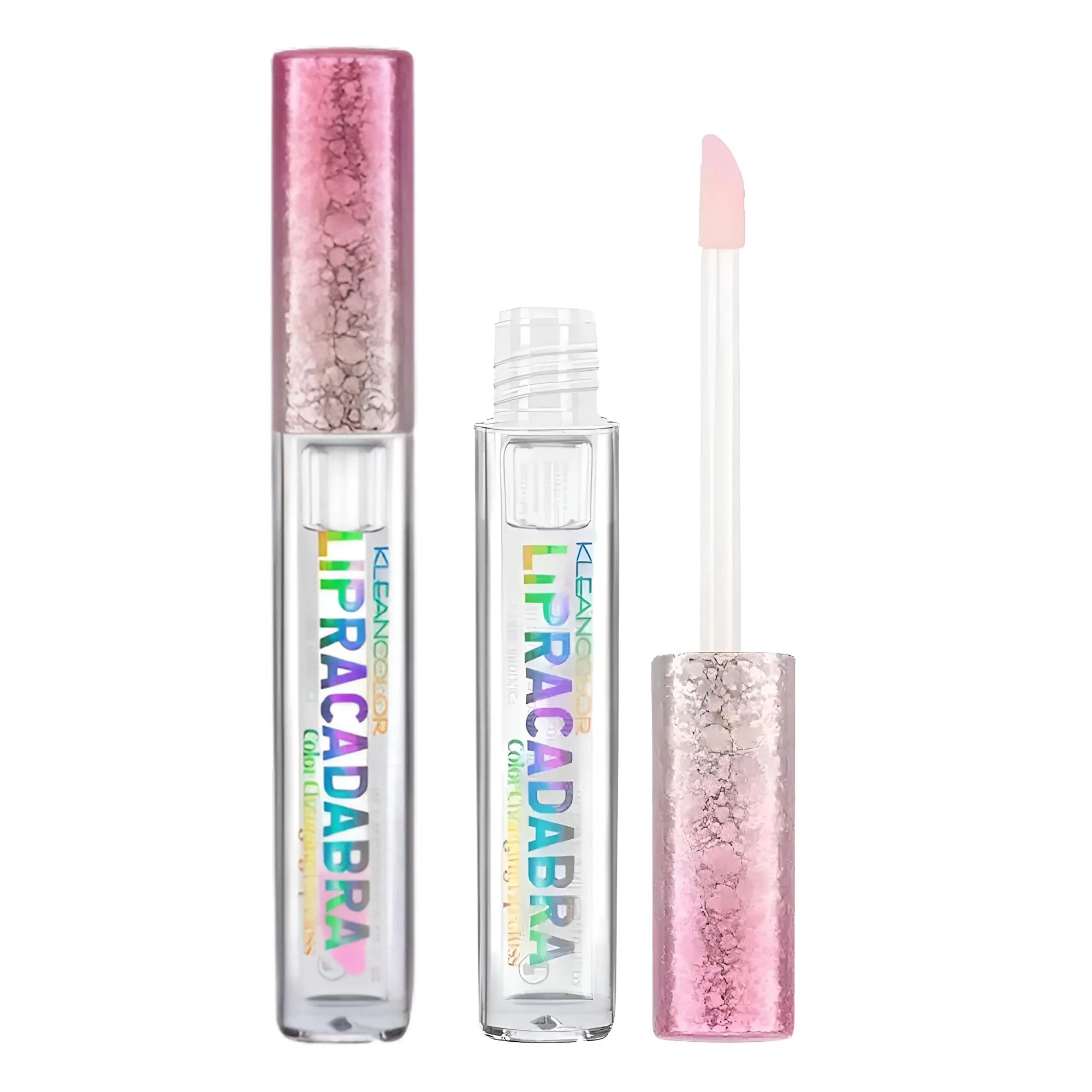 Elite Kleancolor Lipracadabra Color Changing Lip Gloss 2 Pack - pH Activated Clear Gloss Reveals a Custom Pink Tint - Lightweight Non-Sticky Shine - Candy Effective
