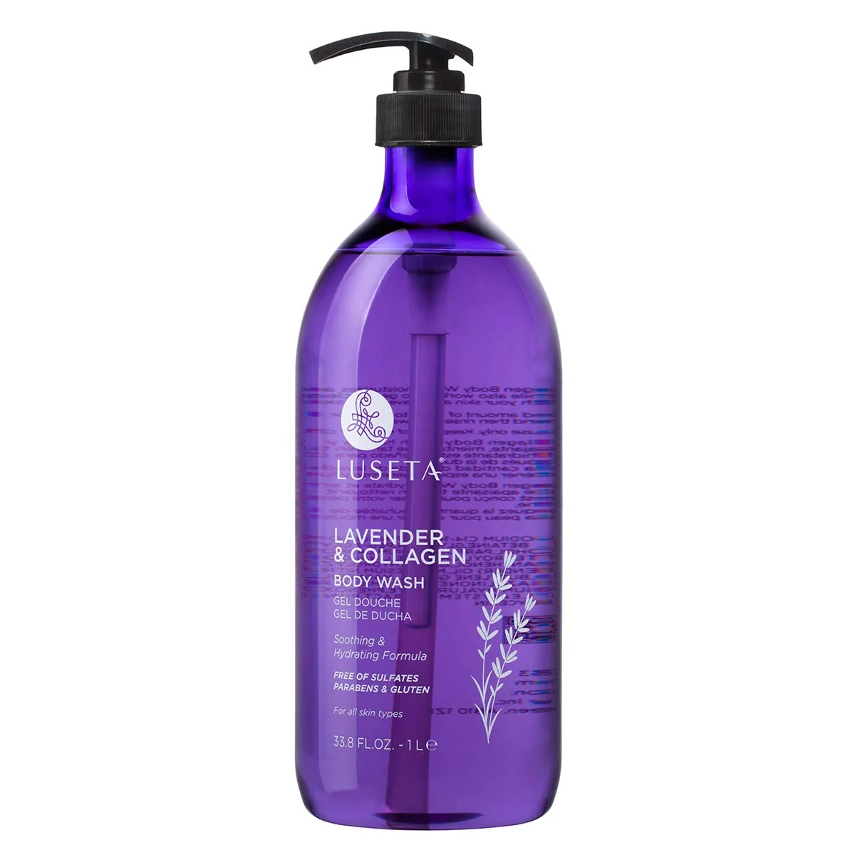 Luseta Lavender and Collagen Body Wash 33.8oz Lightly Scented Daily Moisturizing Body Cleanser to Soothe Relax Authentic