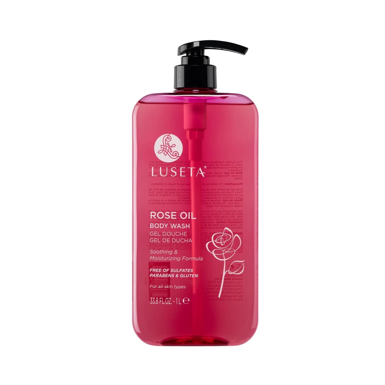 Efficient Luseta Rose Oil Body Wash Hydrating Moisturizing Shower Gel Cleansing and Nourishing for Dry Skin for Women Men Sulfate- 33.8oz Dependable