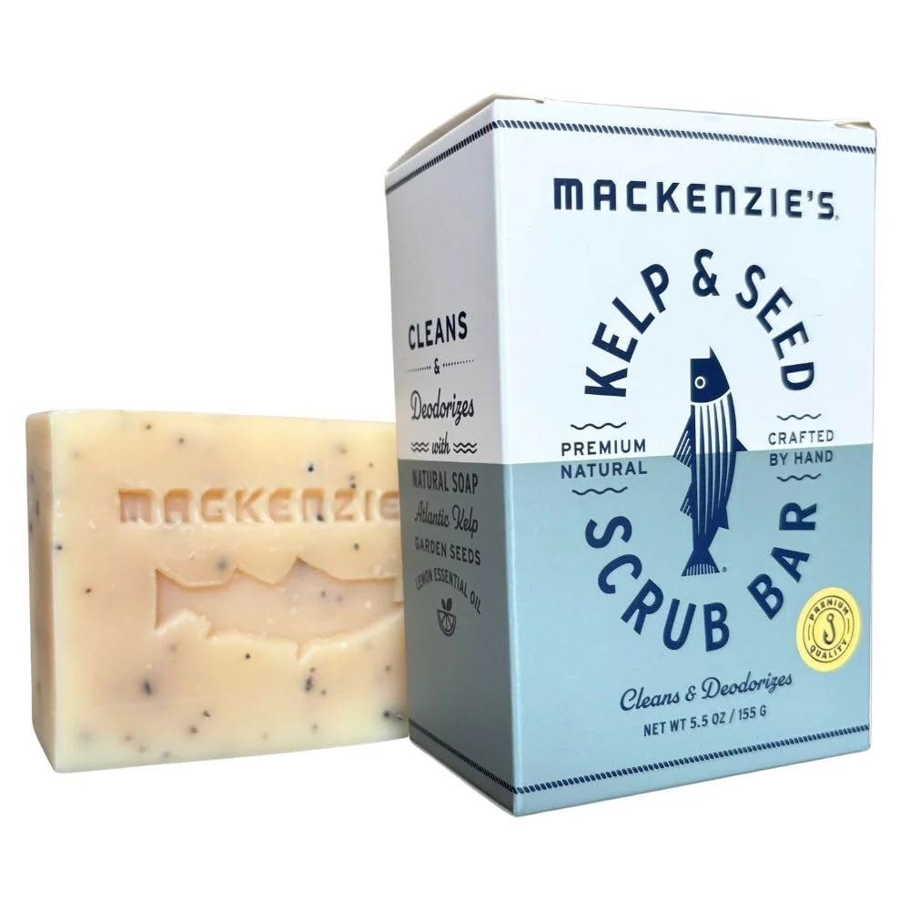 Flexible MACKENZIE'S Kelp Seed Scrub Bar - Gifts for Men - Gifts for Women - Gifts for Cooks - Gifts for Gardeners - Exfoliating - Moisturizing - Hand Soap Lightweight