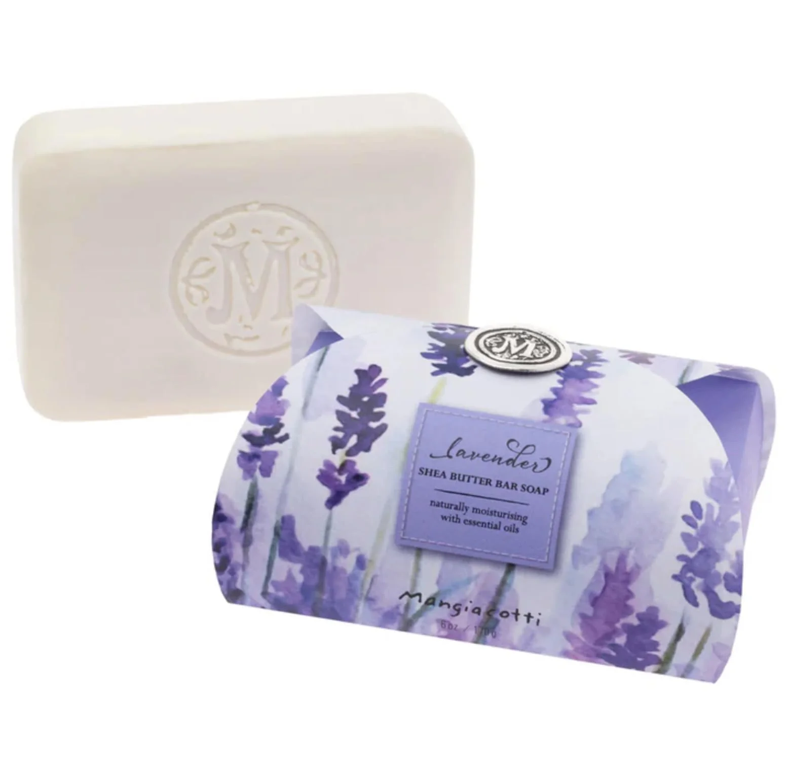 Breathable Mangiacotti Shea Butter Bar Soap Made in the USA Naturally Moisturizing with Essential Oils 6-Ounce Lavender Comfortable