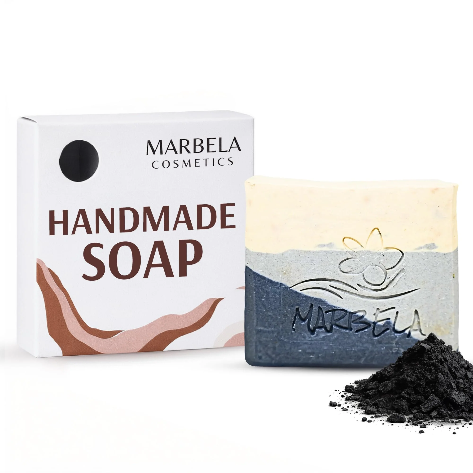 Soft Marbela Cosmetics Handmade Soap Bar - Made in USA Vegan Friendly Palm Oil Natural Bar Soap - Gentle Face Body Soap for Daily Skin Care Practical