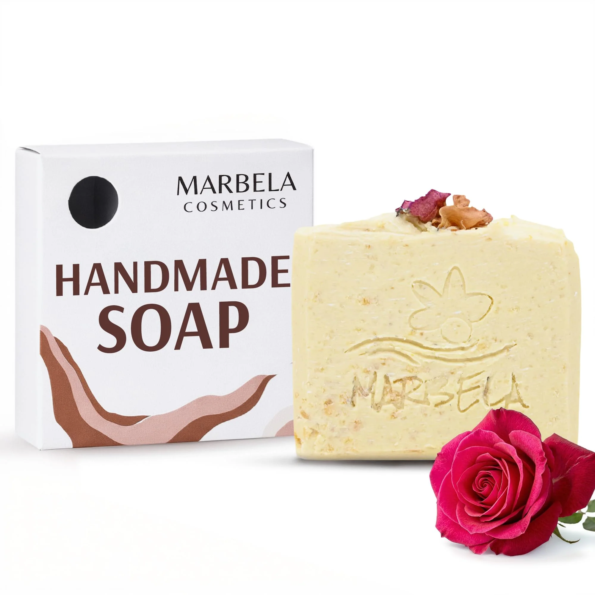 Unique Marbela Cosmetics Handmade Soap Bar - Made in USA Vegan Friendly Palm Oil Natural Bar Soap - Gentle Face Body Soap for Daily Skin Care Sustainable