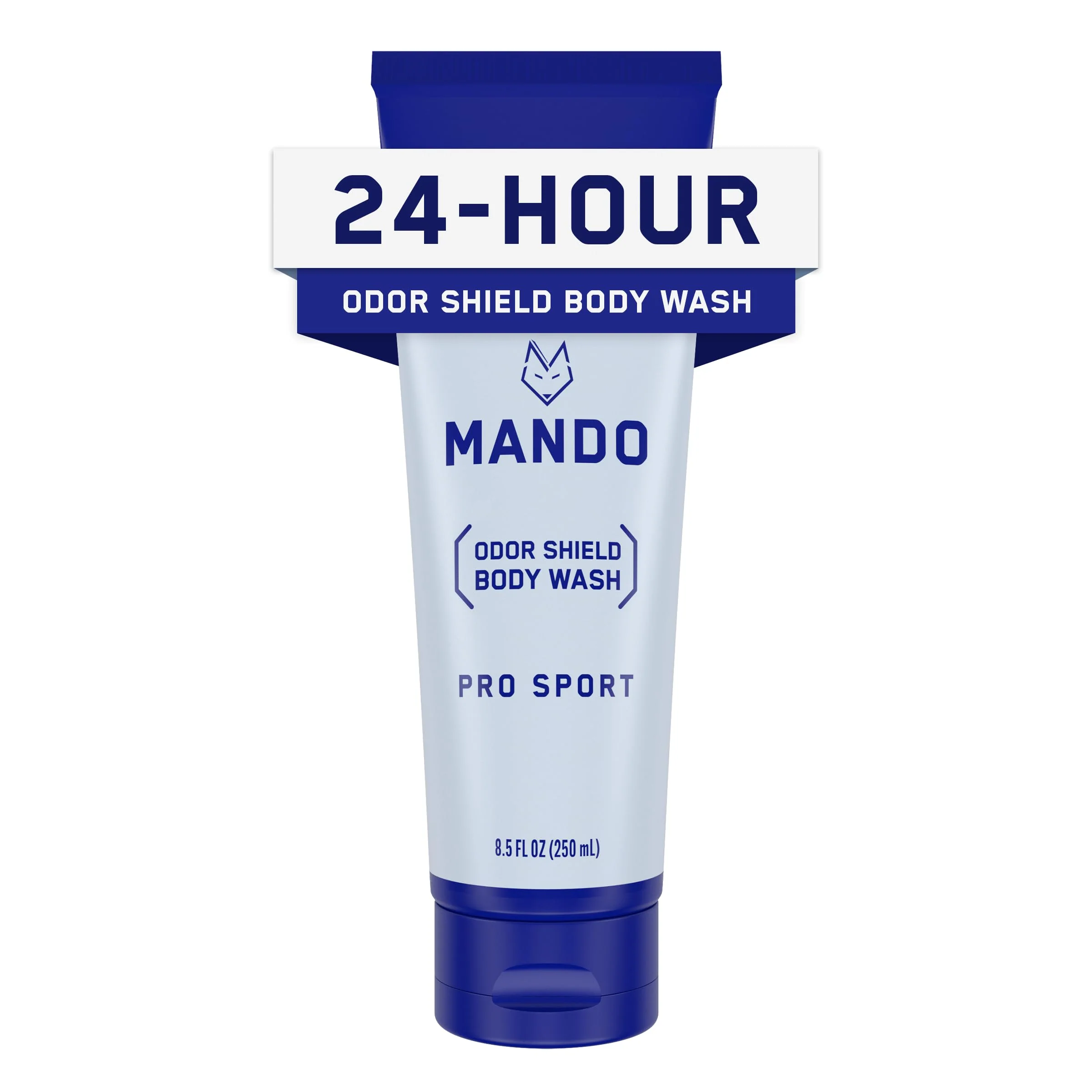 Long-Lasting Mando Odor Shield Body Wash - 24 Hour Control - Removes Odor Soap - SLS and Paraben Skin Safe - 8.5 Ounce Pro Sport Premium Material