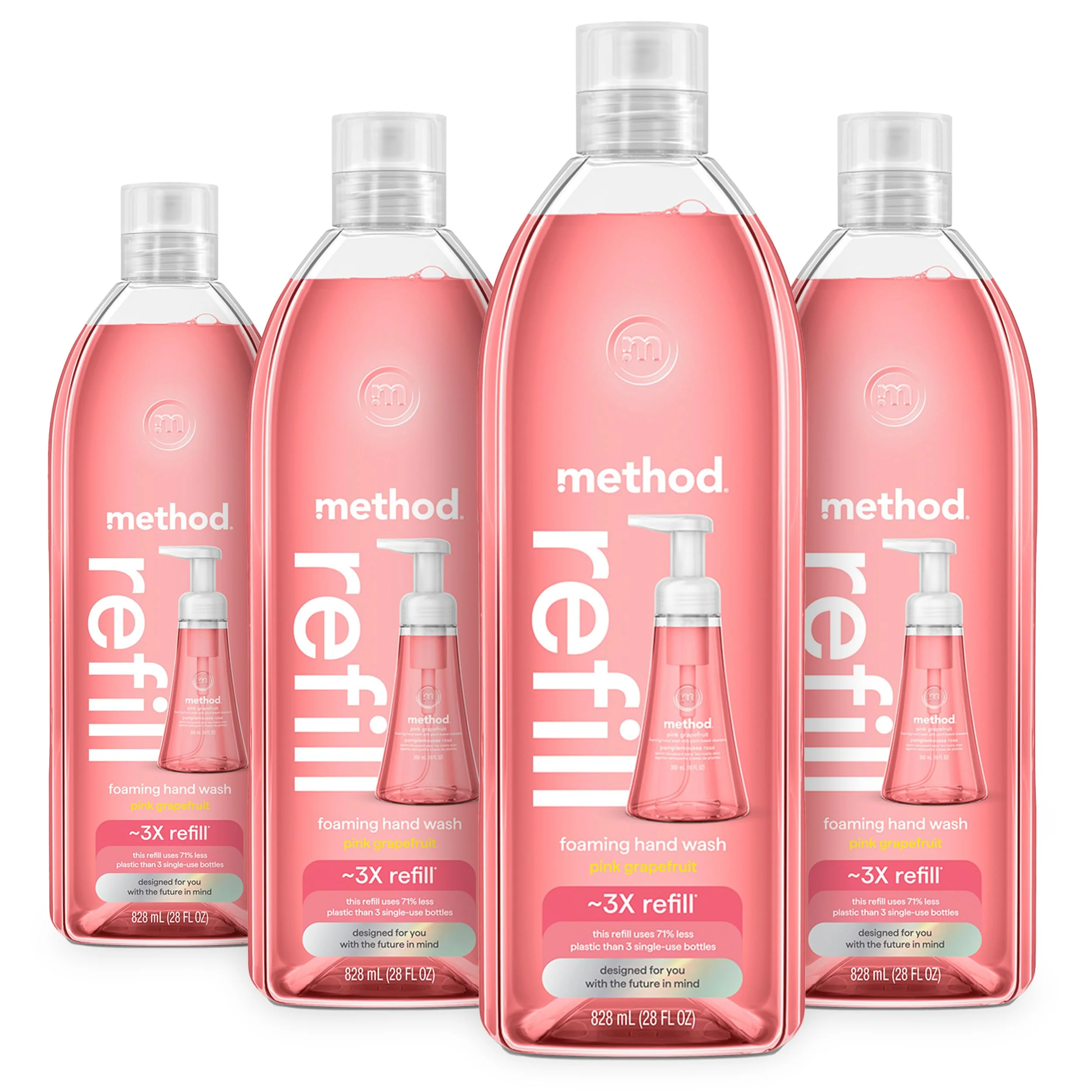 Luxury Method Foaming Hand Soap Refill Pink Grapefruit Recyclable Bottle 28 fl oz Pack of 4 Packaging May Vary Breathable