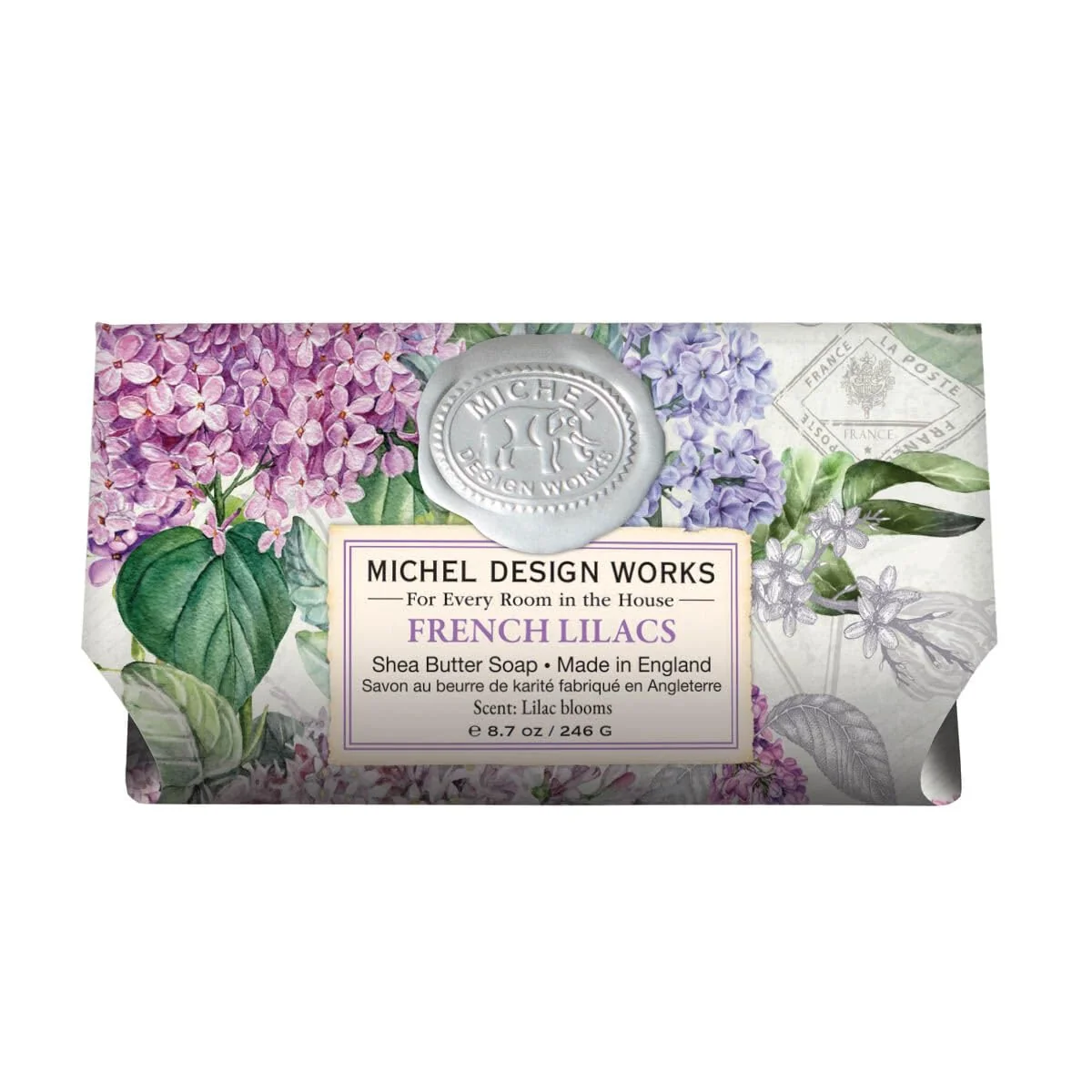 Environmentally Friendly Michel Design Works Soap Bar French Lilacs Large Beautiful Design Triple-milled Lightweight