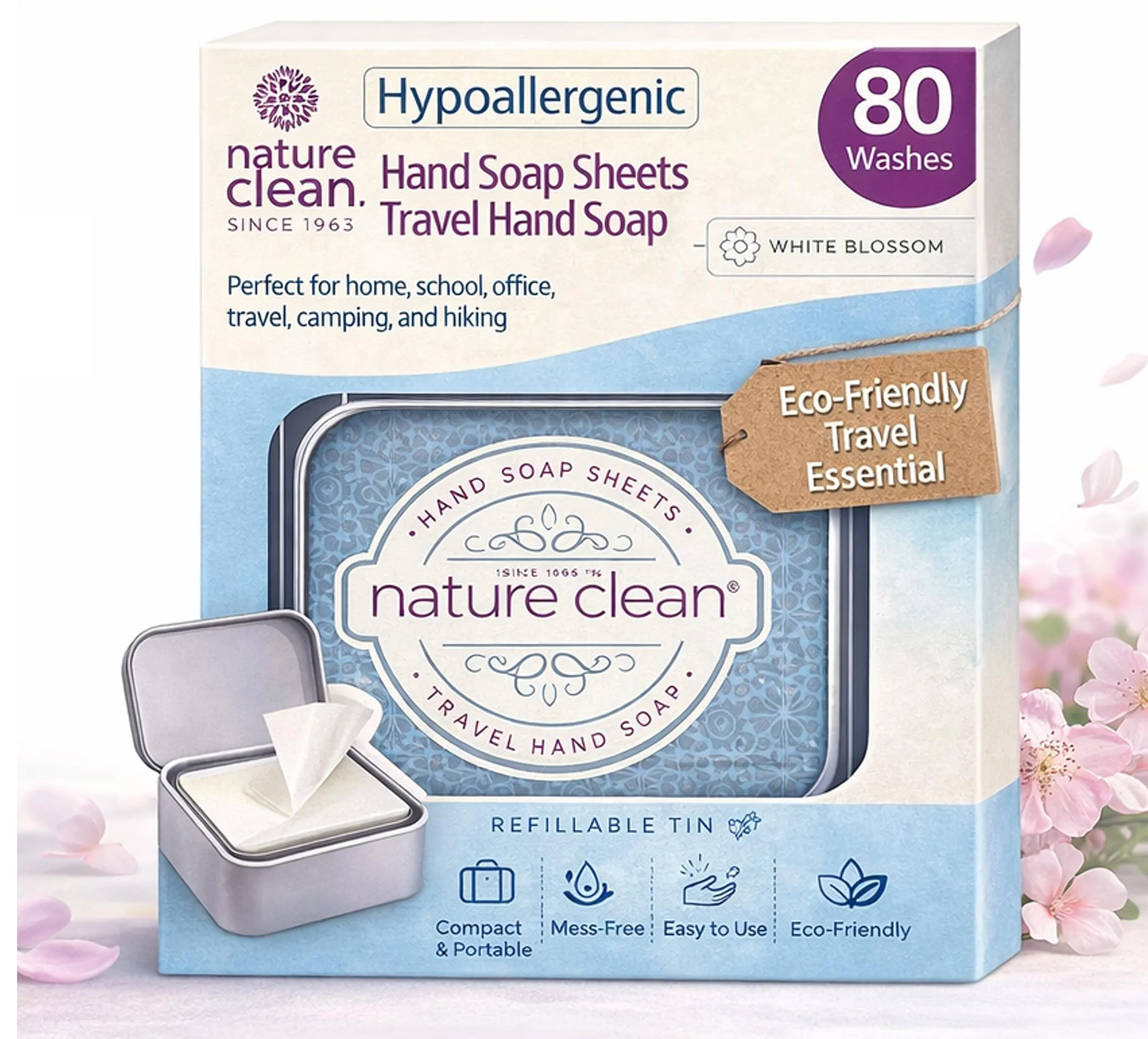 Verified Nature Clean travel hand soap sheets for traveling - non-toxic hypoallergenic mini biodegradable paper soap sheets for travel dissolvable portable Exclusive