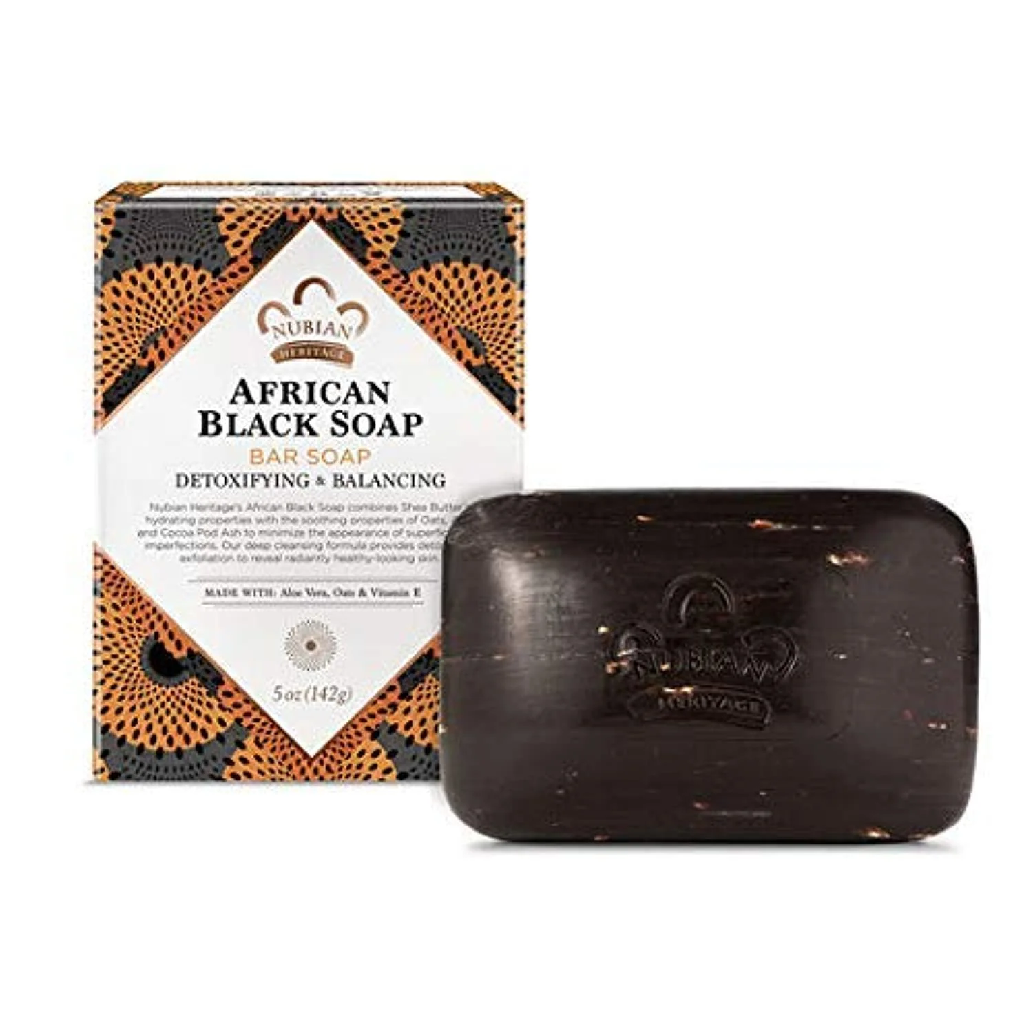 Flexible Nubian Heritage African Black Bar Soap with Oats and Aloe Vera 5 Ounce User-Friendly
