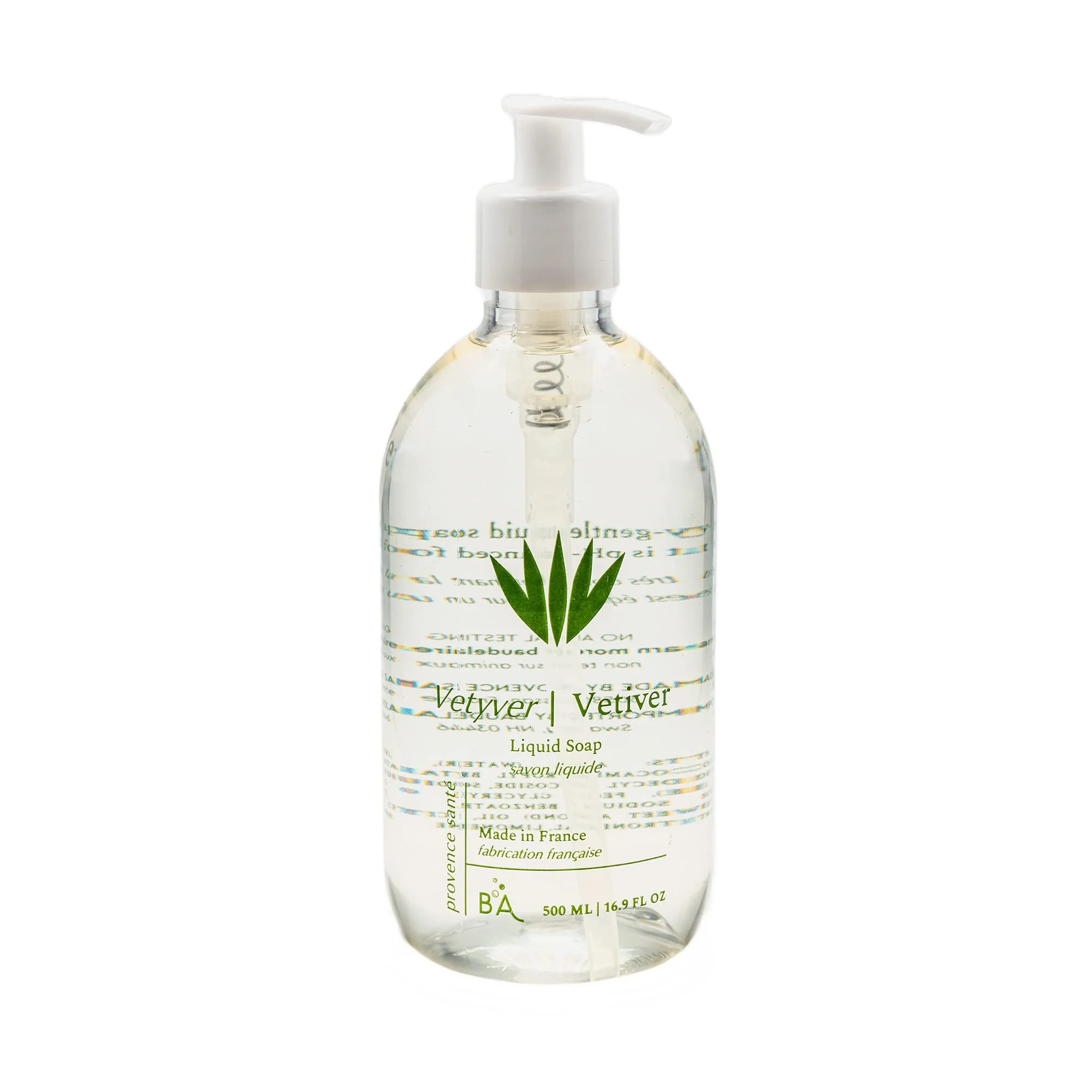 Prestigious Provence Sante Natural Liquid Soap - Moisturizing Almond Oil Hand Soap with Aromatic Vetiver Scent - Elegant Pump Dispenser for Kitchen Bath 16.9 Premium Material