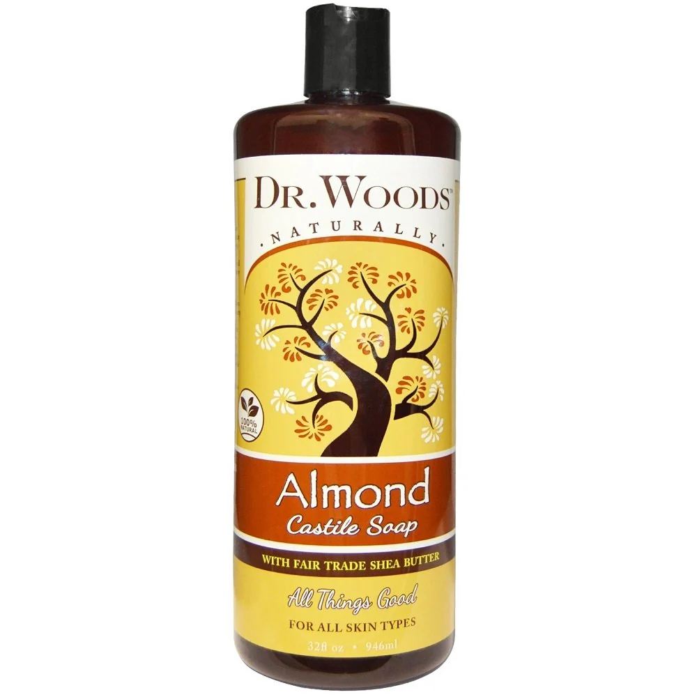 Smart Sylvia's Hair Products Dr. Woods Castile Soaps Almond Soap with Shea Butter 32-Ounce Pack of 12 Crafted